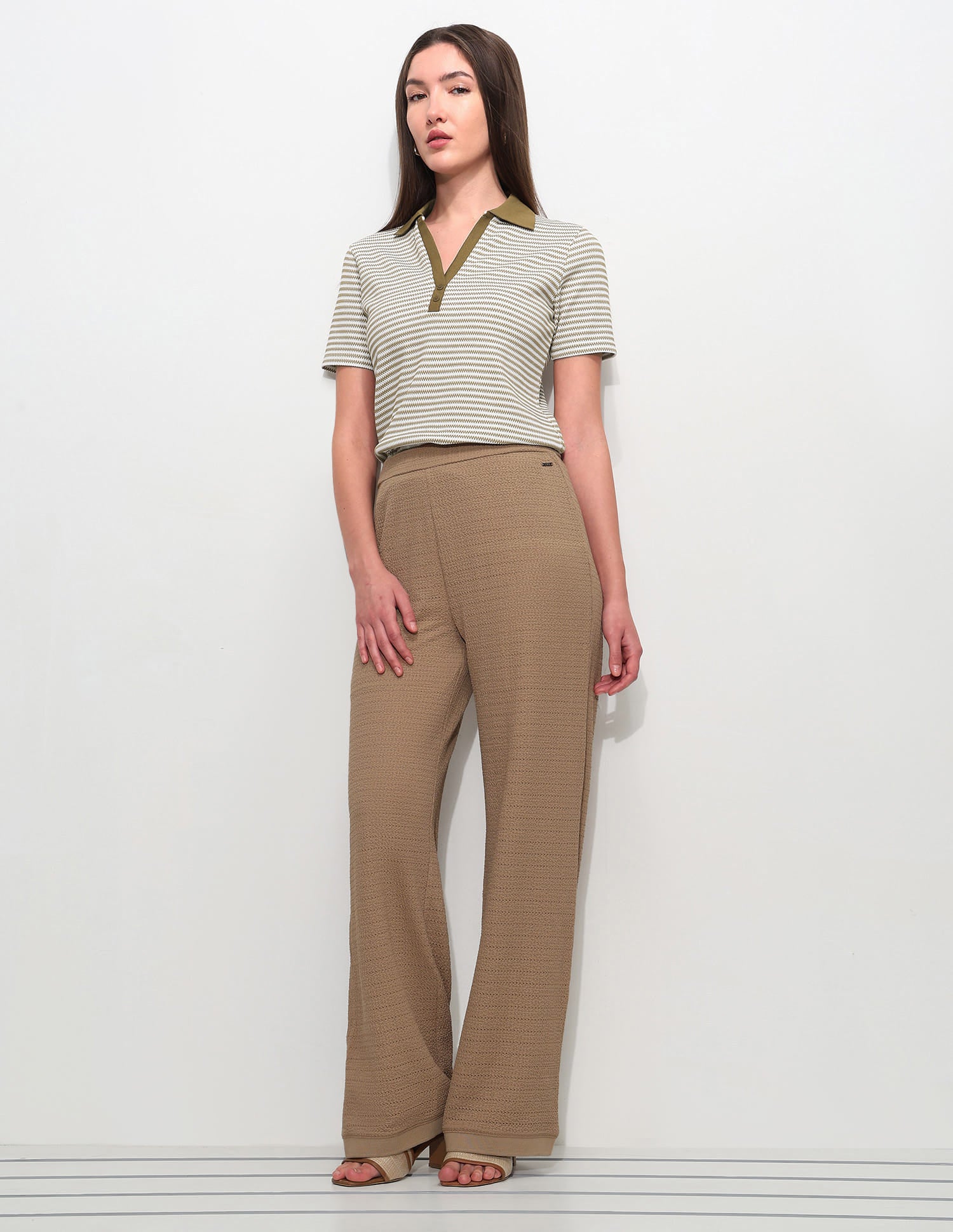 Textured Stripes Polo Shirt Olive - U.S. Polo Assn. India | Large