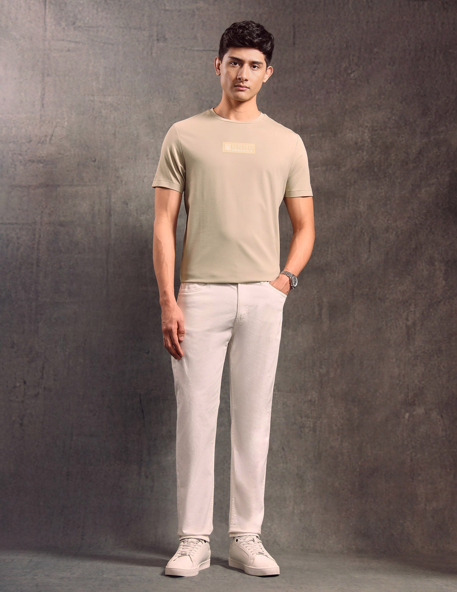 Solid Regular Fit T-shirt Beige - U.S. POLO ASSN. | Large