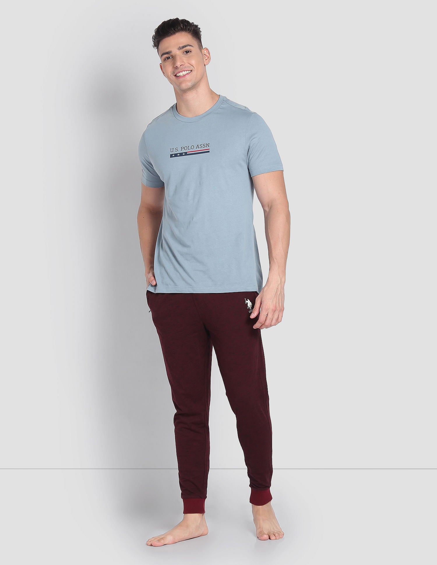 Heathered Drawstring Waist LJ004 Joggers - Pack Of 1 Red - U.S. POLO ASSN. | Large