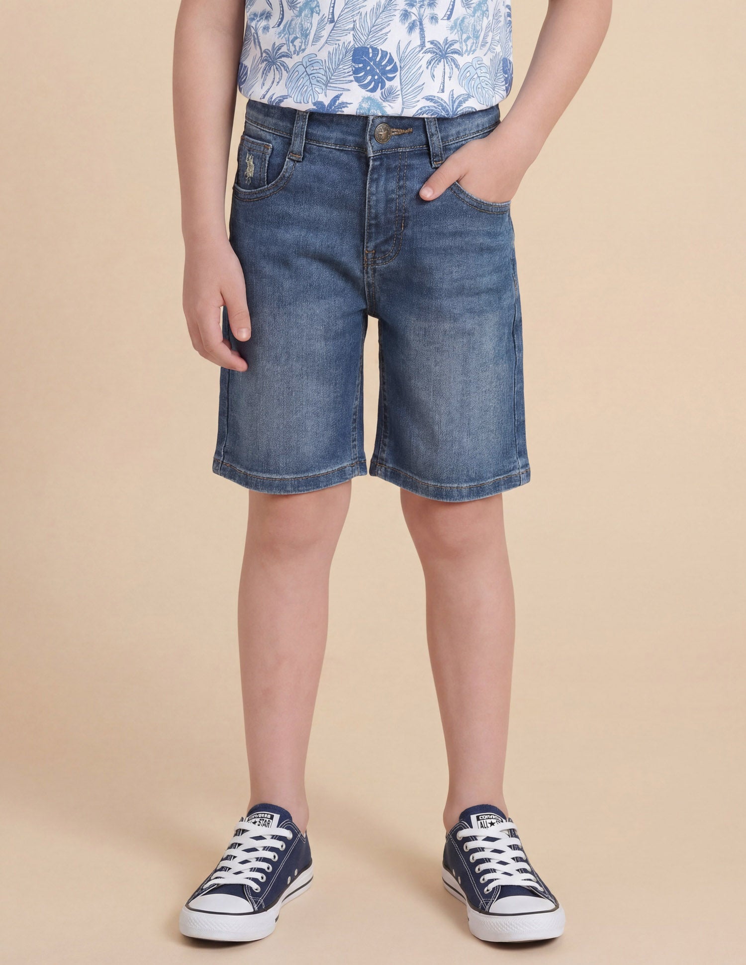 Boys Mid Rise Denim Shorts Blue - U.S. Polo Assn. India | Large