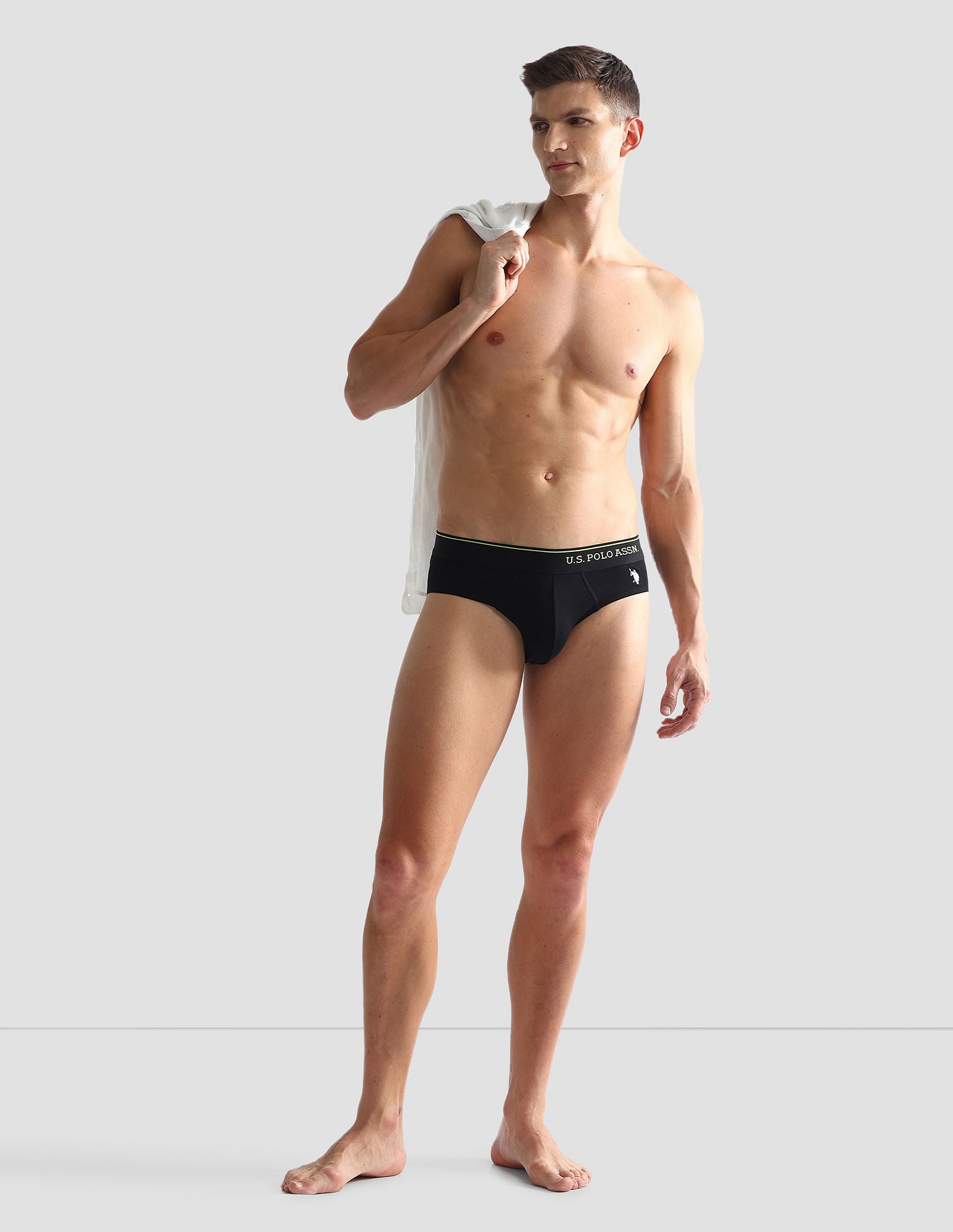 Pure Cotton Antibacterial OEB08 Briefs - Pack Of 2 Black and Yellow - U.S. POLO ASSN. | Large