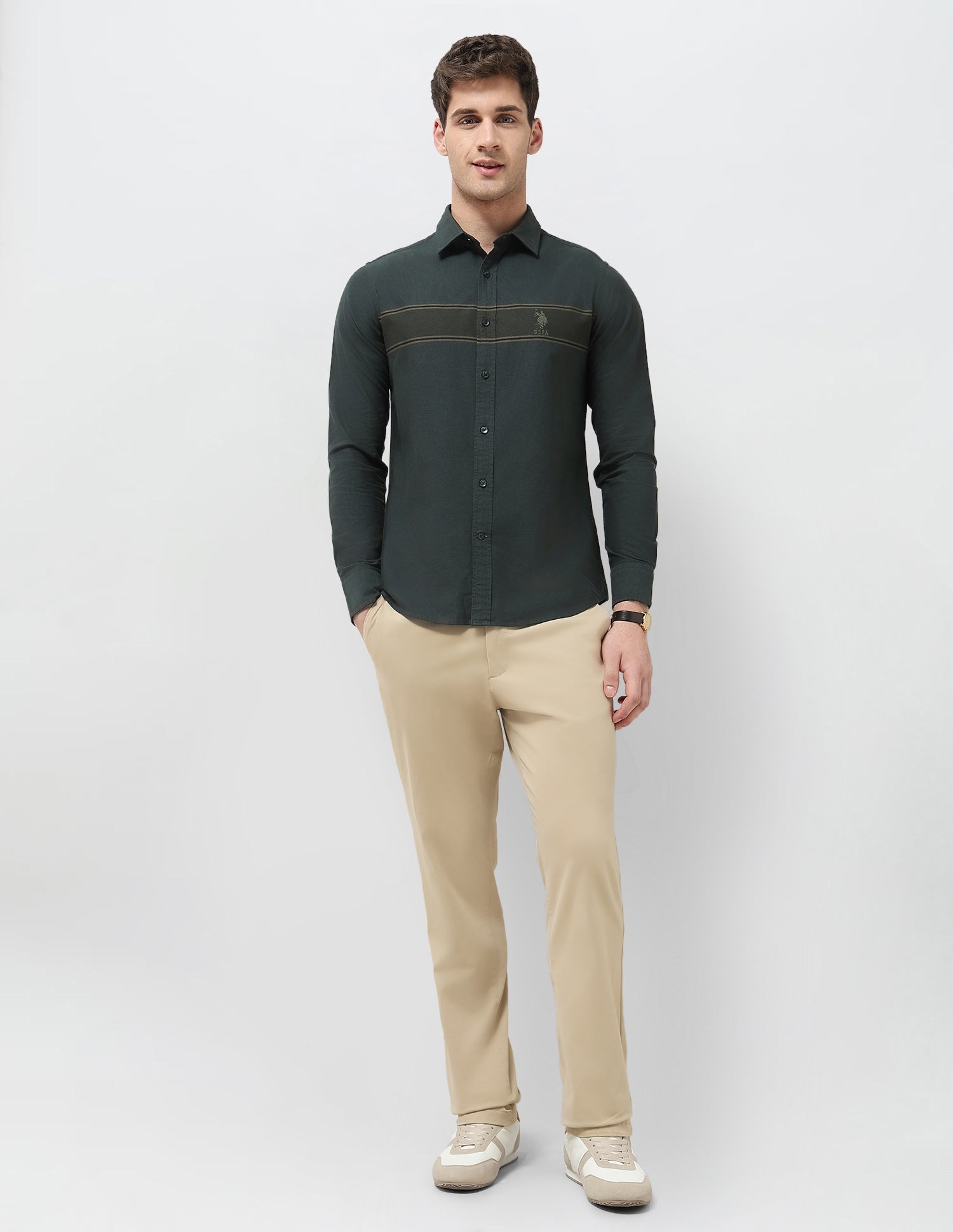 Oxford Tailored Fit Shirt Olive - U.S. POLO ASSN. | Large