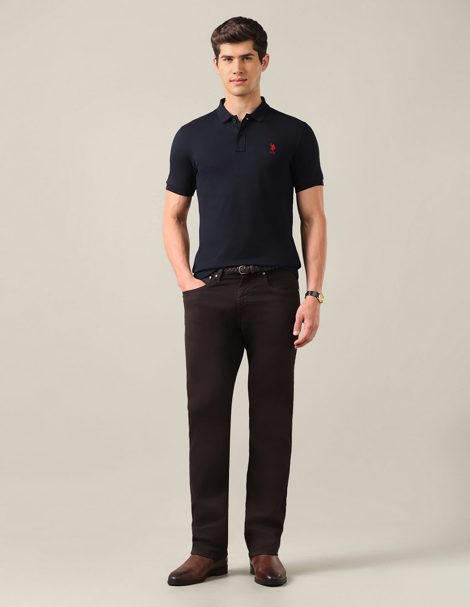 Brand Embroidered Slim Fit Polo Shirt Blue - U.S. Polo Assn. India | Large