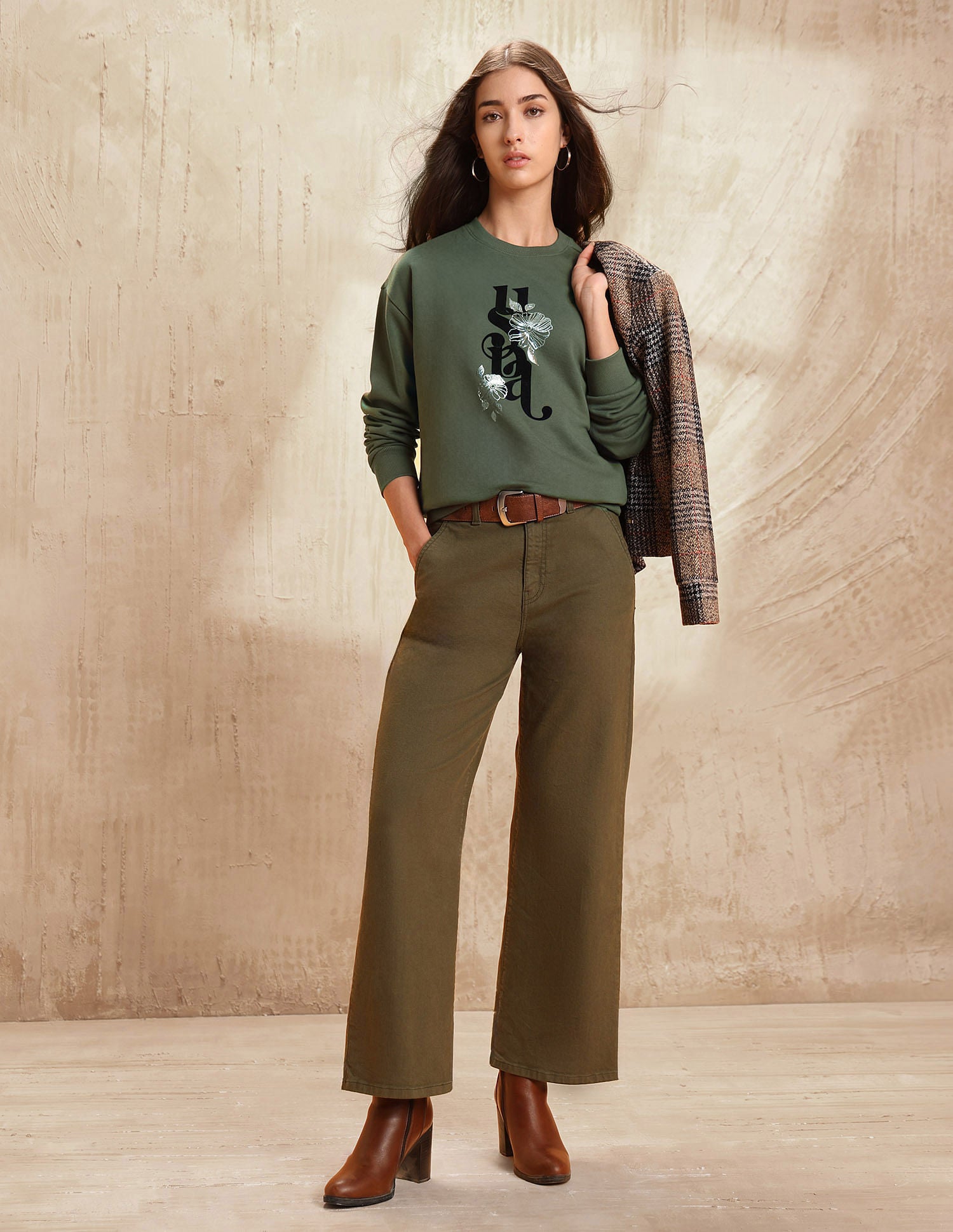 Drop Shoulder Brand Printed Sweatshirt Olive - U.S. POLO ASSN. | Large