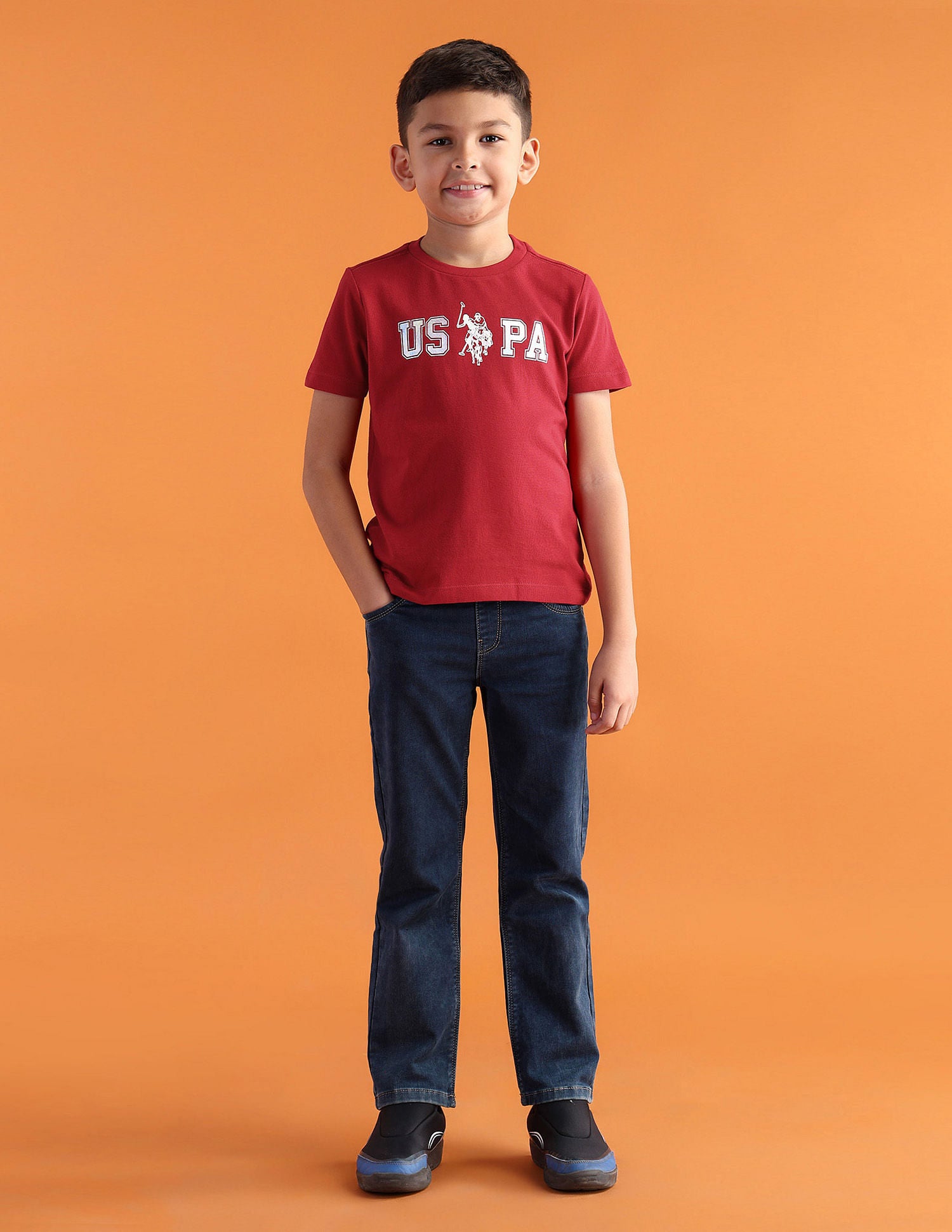 Boys Pure Cotton Regular T-shirt Red - U.S. Polo Assn. India | Large