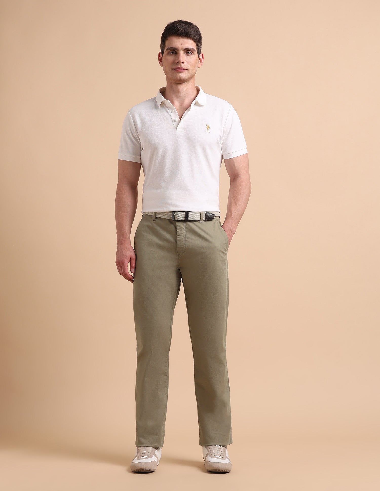 Satin Slim Fit Trousers Khaki - U.S. POLO ASSN. | Large