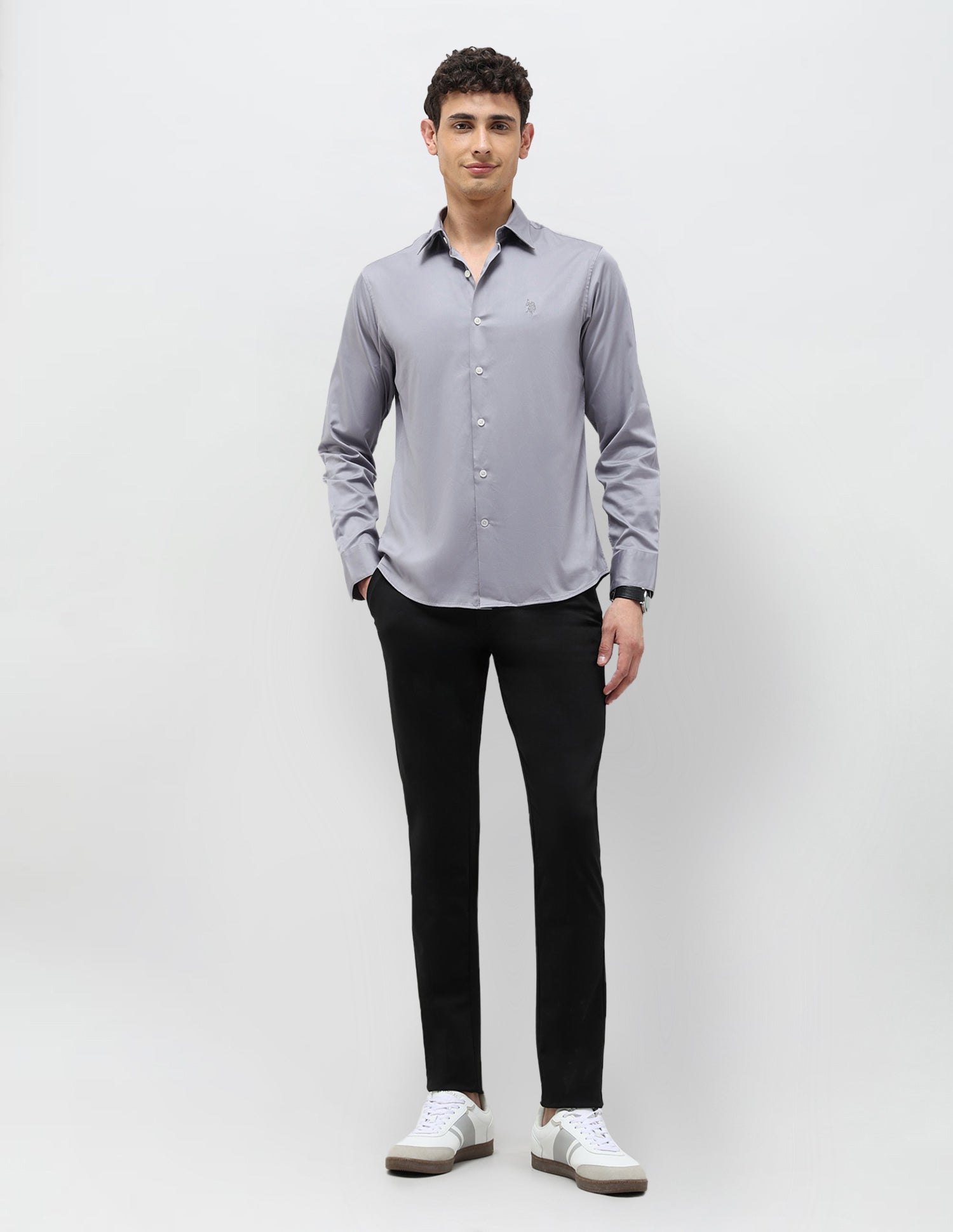 Satin Tailored Fit Shirt Grey - U.S. POLO ASSN. | Large