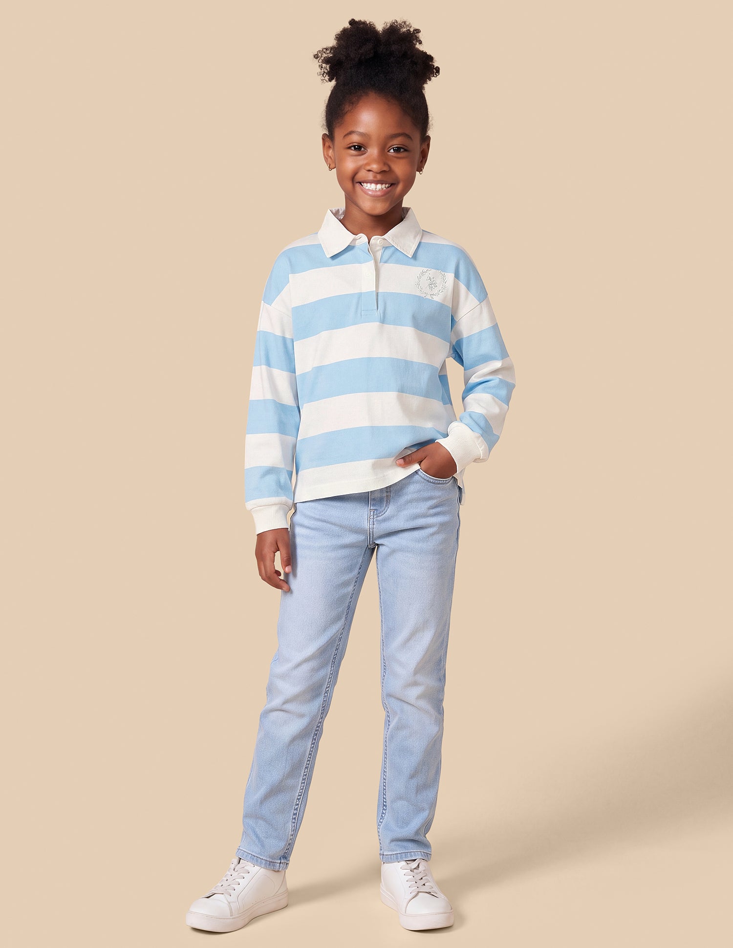 Horizontal Striped Relaxed Fit Polo Shirt Light Blue - U.S. Polo Assn. India | Large