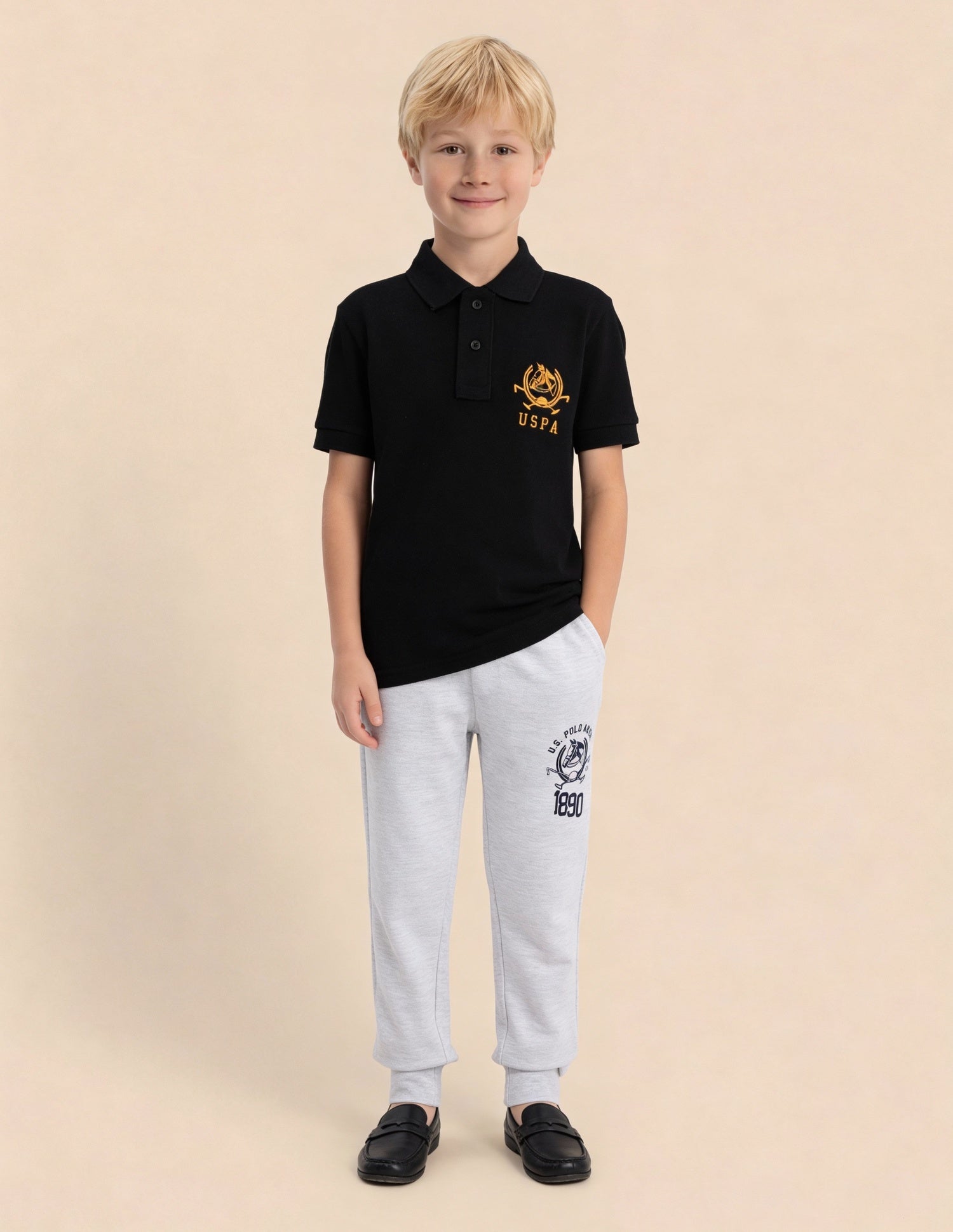 Boys Pure Cotton Polo Shirt Black - U.S. Polo Assn. India | Large