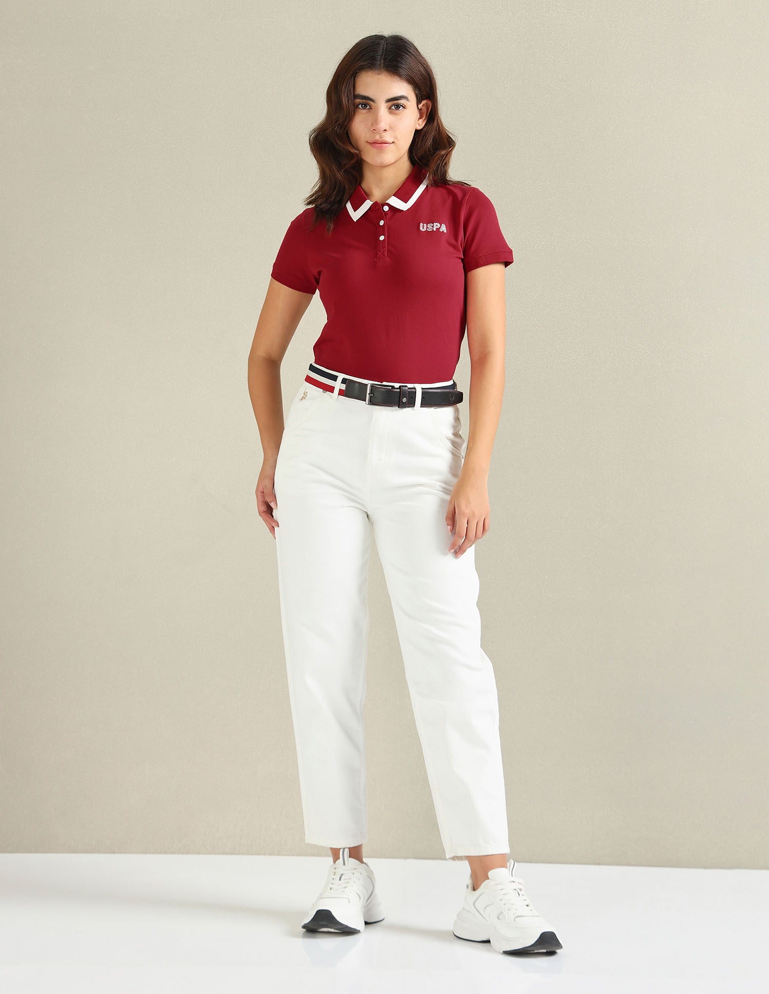 Cotton Stretch Tipped Polo Shirt Red - U.S. POLO ASSN. | Large