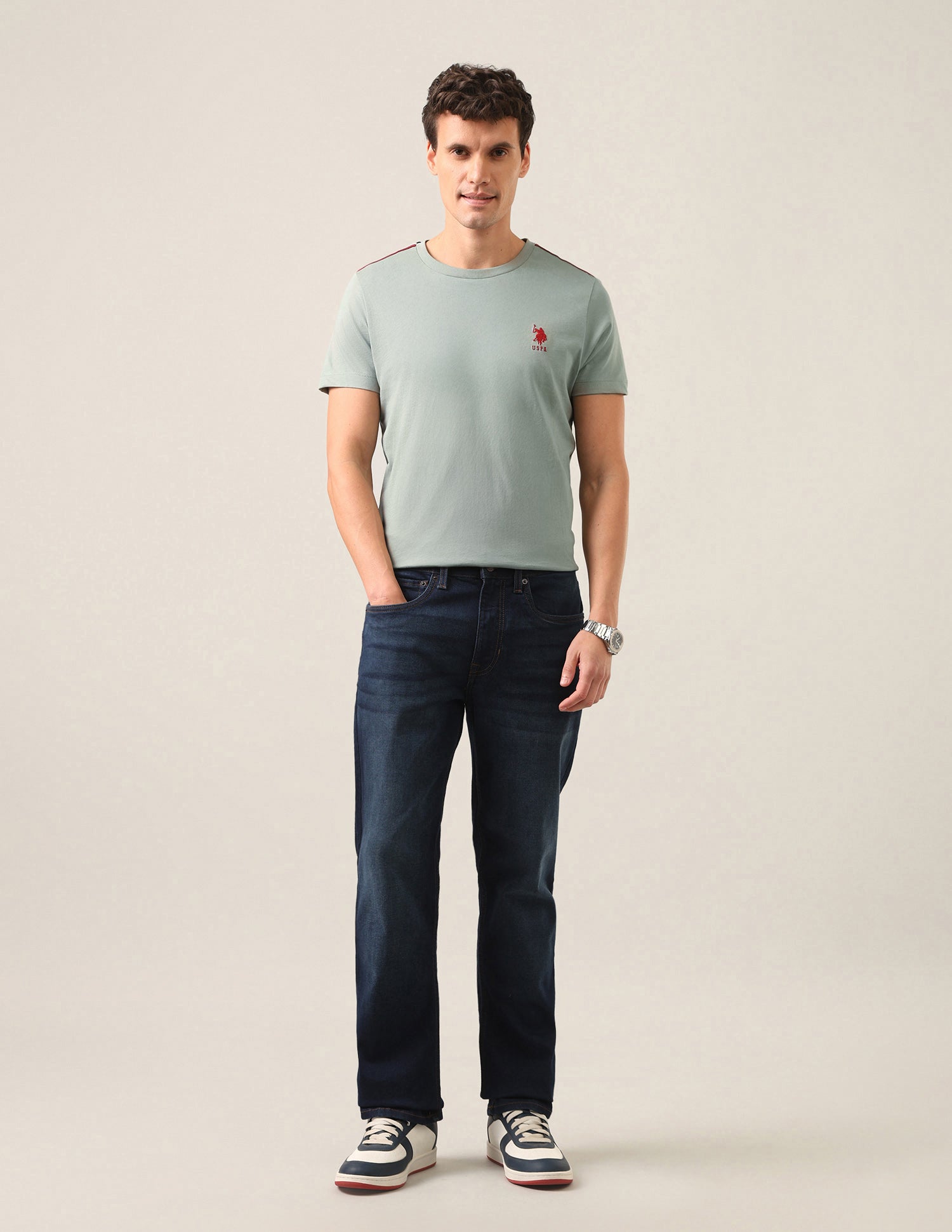 Solid Regular Fit T-Shirt Light Green - U.S. Polo Assn. India | Large