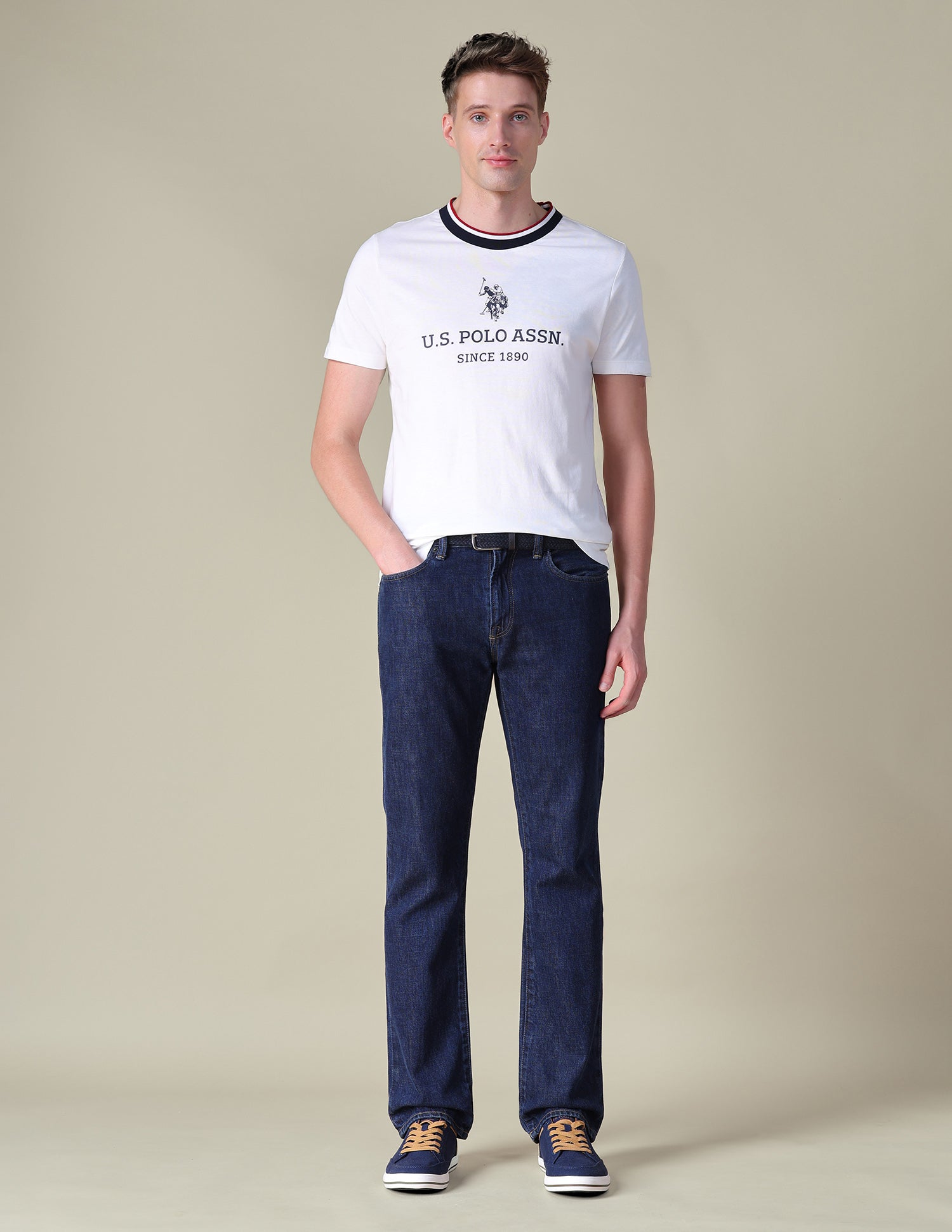 Brand Printed Slim Fit T-Shirt Ivory - U.S. POLO ASSN. | Large