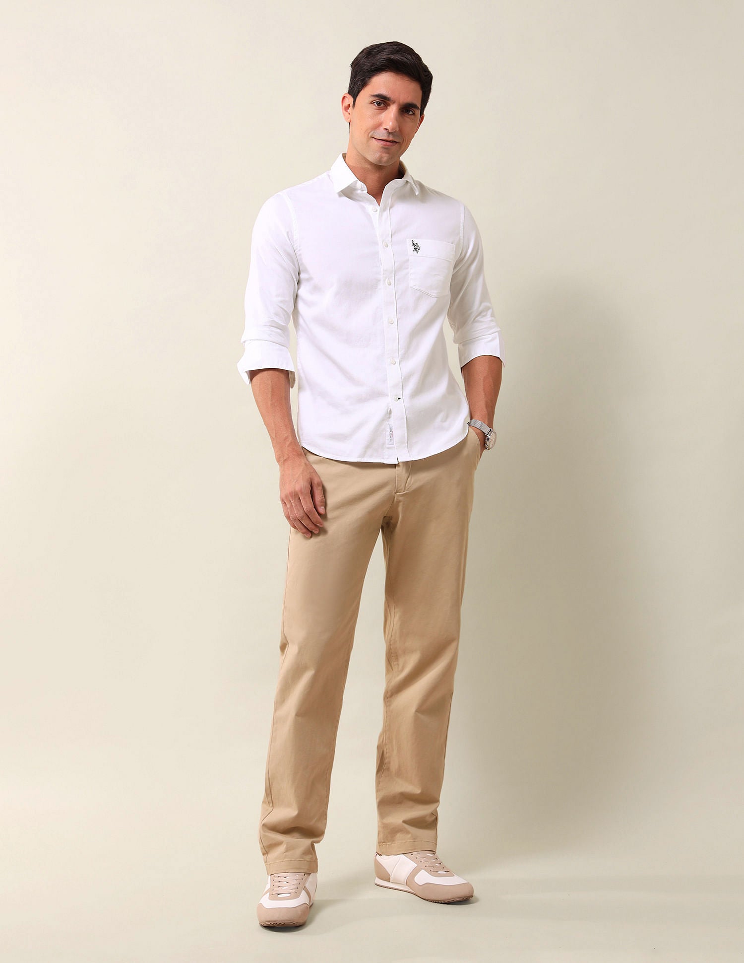 Tailored Fit Solid Shirt White - U.S. POLO ASSN. | Large