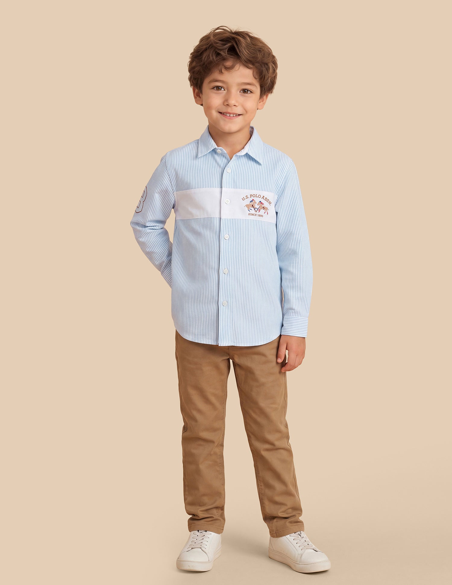 Vertical Striped Oxford Shirt Light Blue - U.S. Polo Assn. India | Large