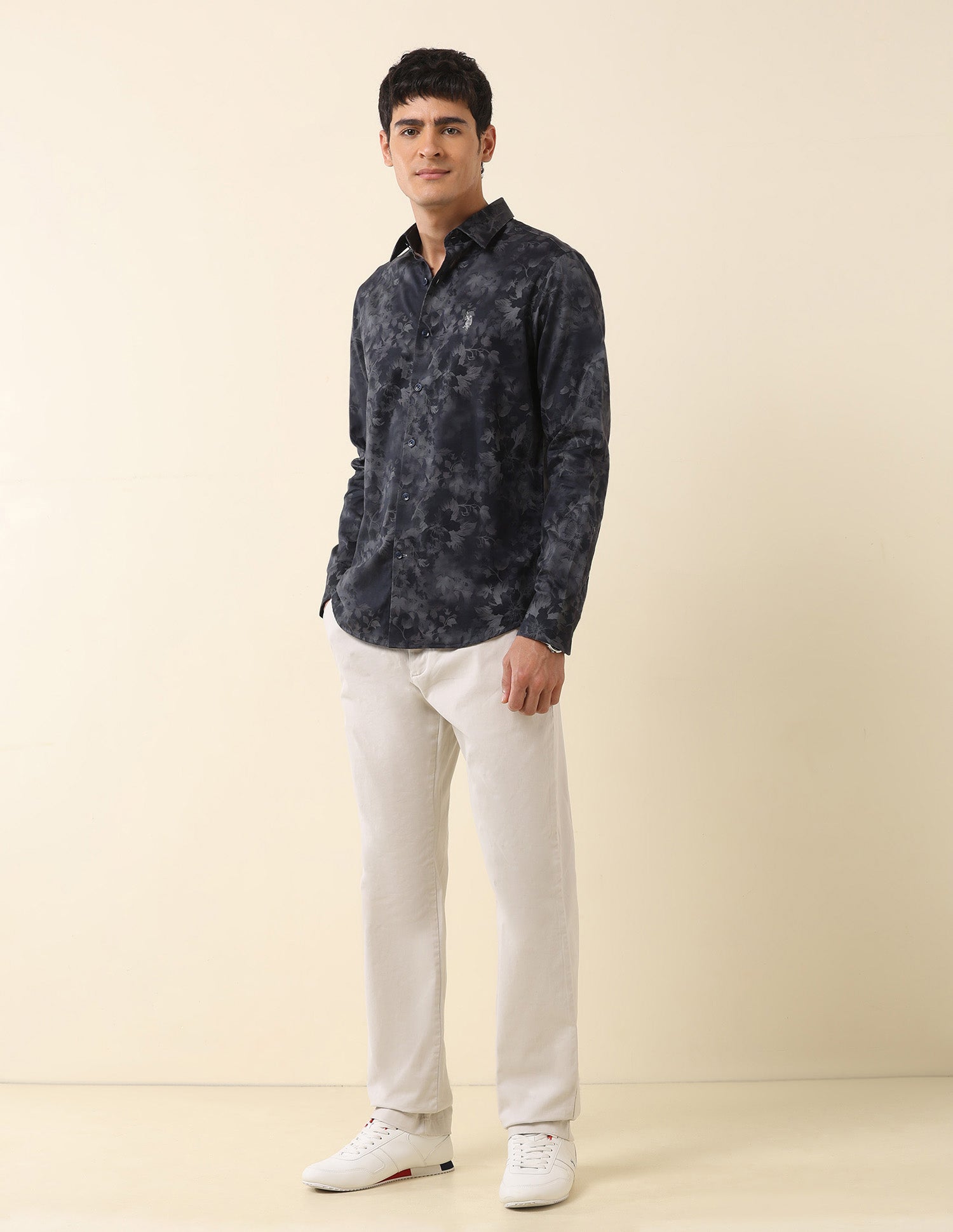 Tailored Fit Floral Printed Shirt Navy - U.S. Polo Assn. India | Large