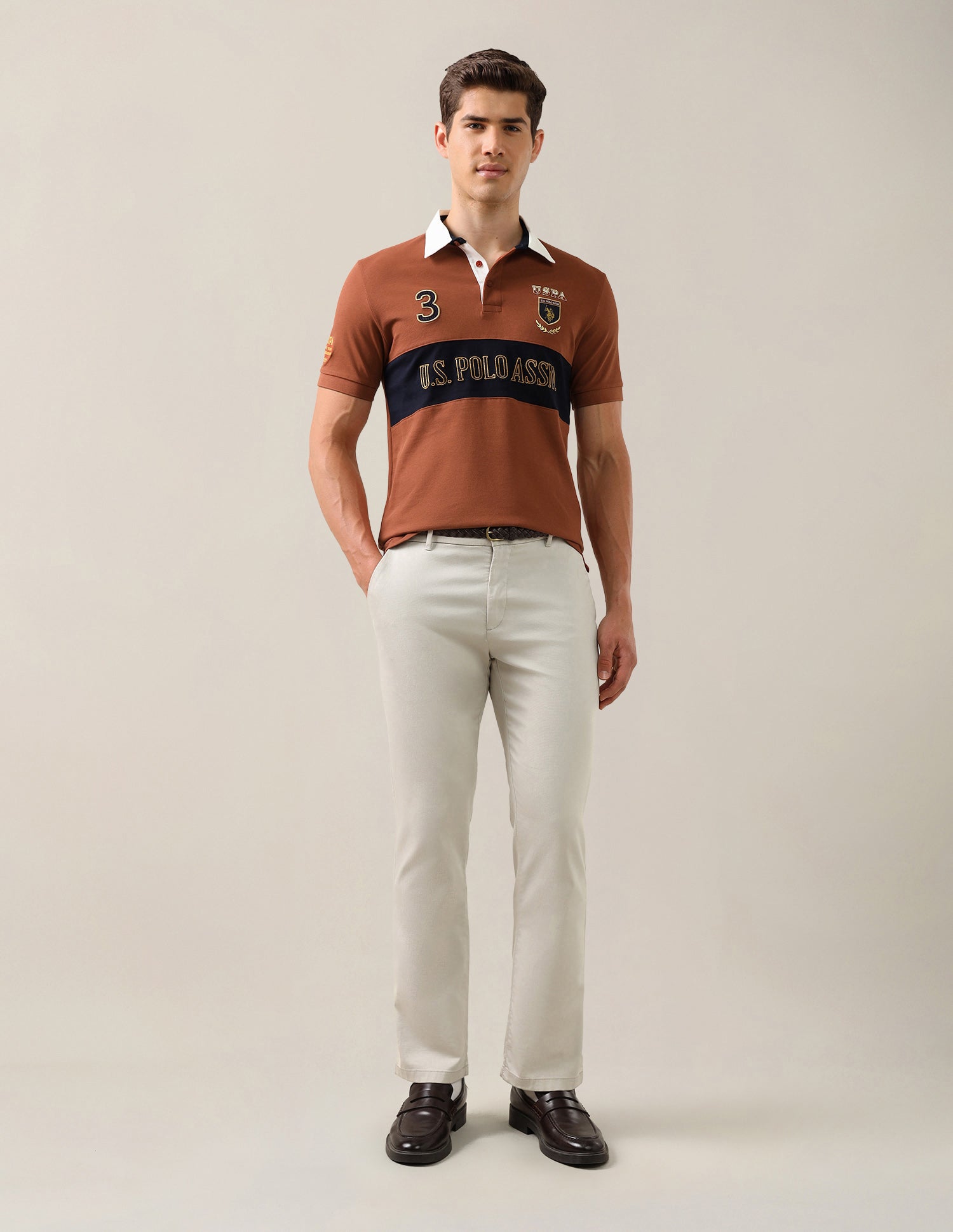 Brand Embroidered Slim Fit Polo Shirt Rust - U.S. Polo Assn. India | Large