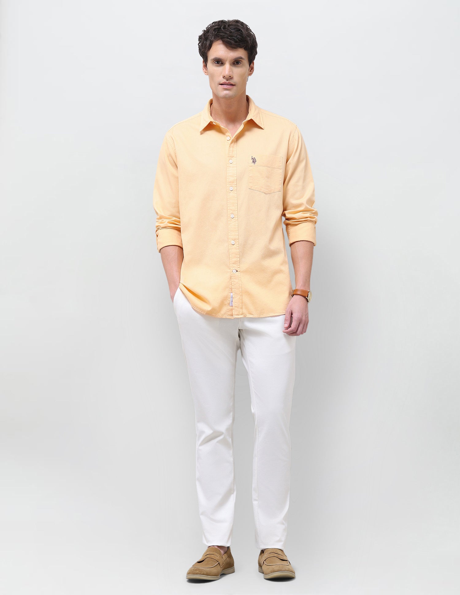 Solid Tailored Fit Shirt Yellow - U.S. Polo Assn. India | Large