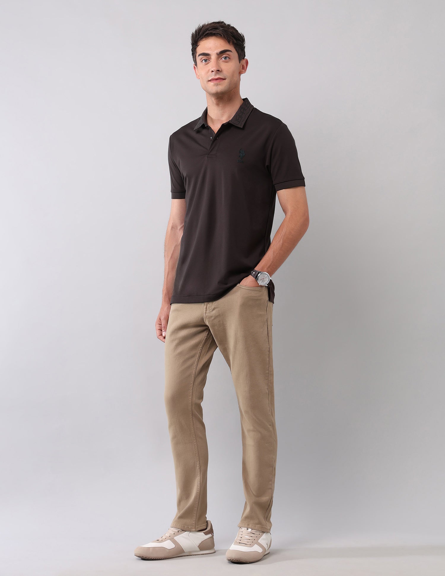 Solid Muscle Fit Polo Shirt Choco - U.S. Polo Assn. India | Large