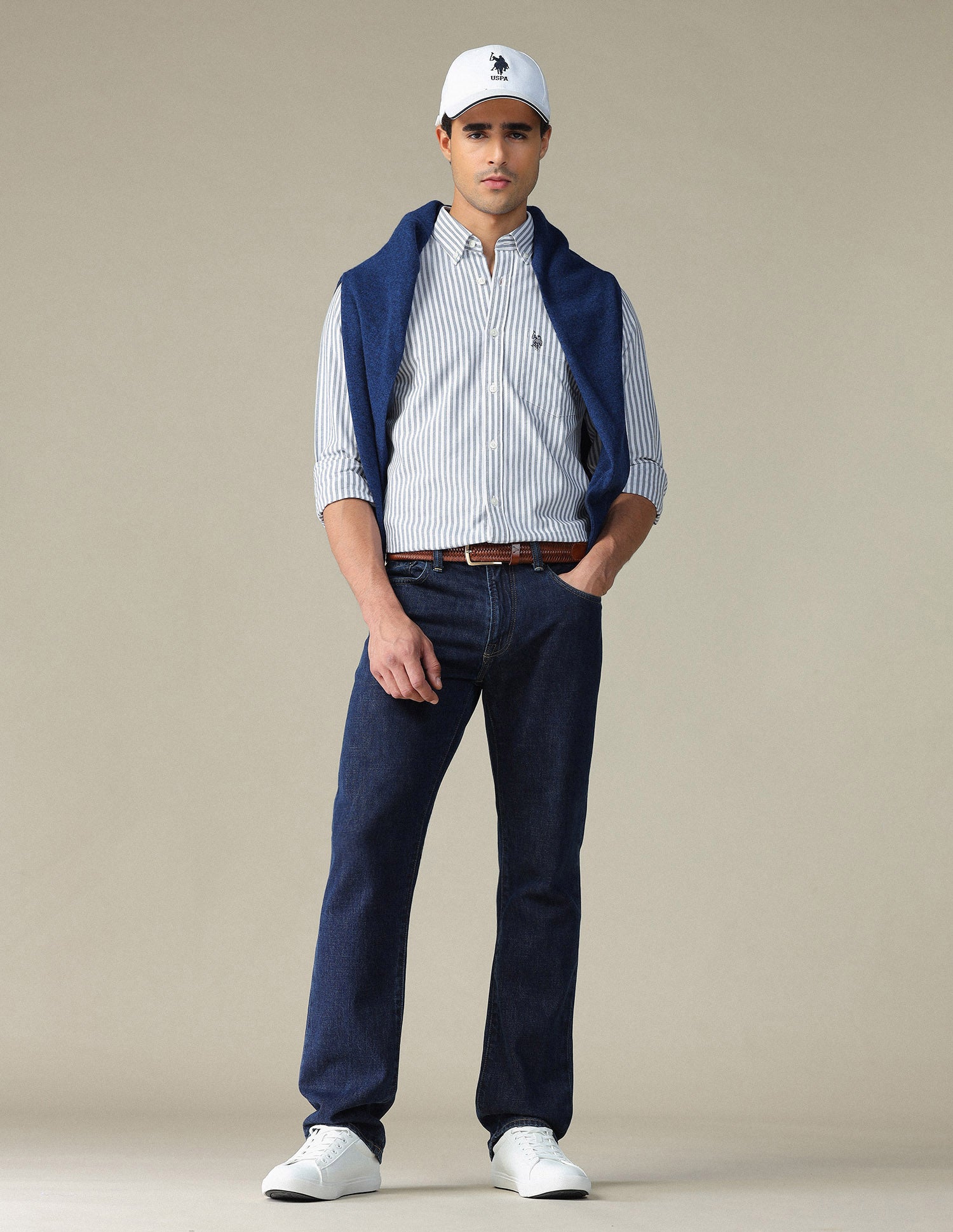 Vertical Striped Button Down Shirt Navy - U.S. POLO ASSN. | Large