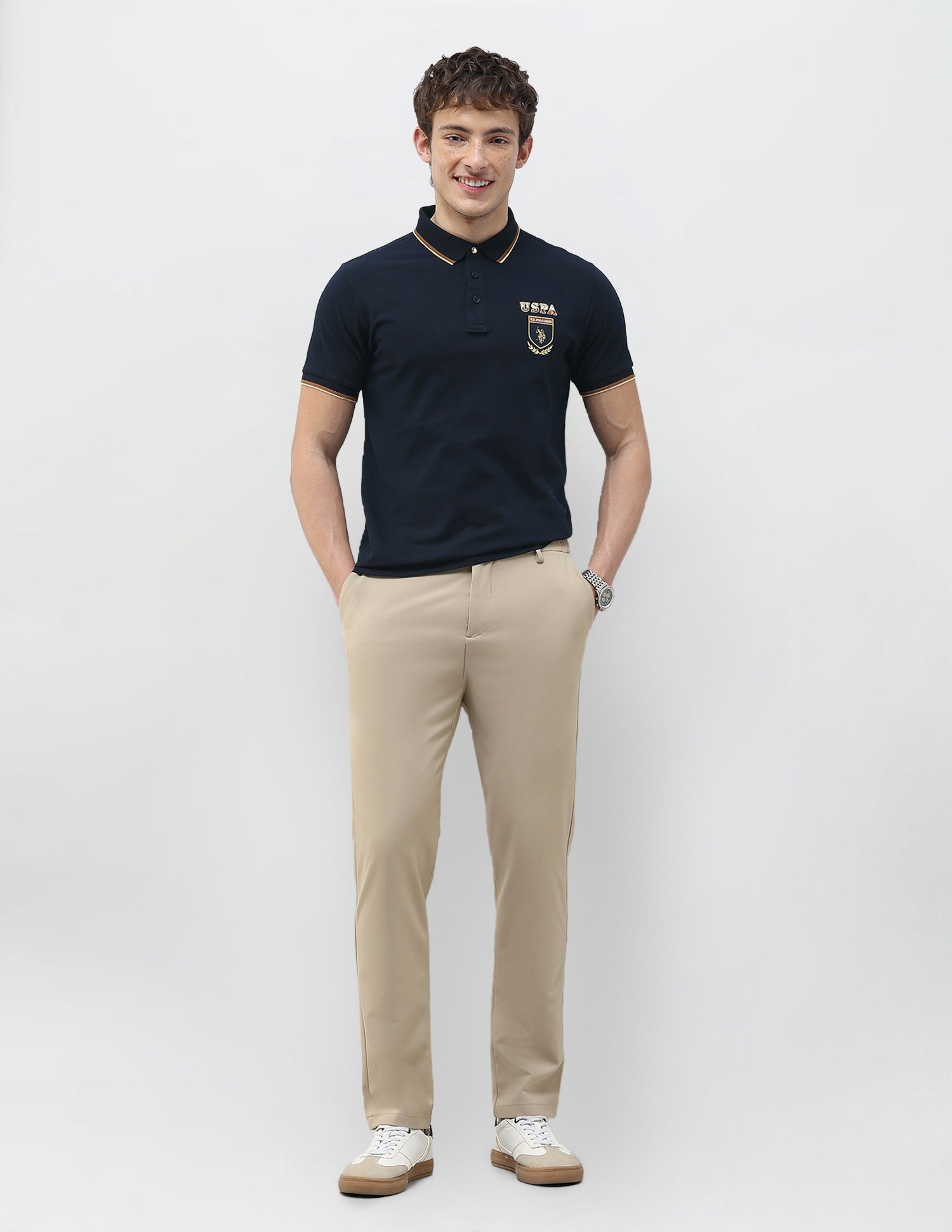 Solid Regular Fit Polo Shirt Navy - U.S. Polo Assn. India | Large