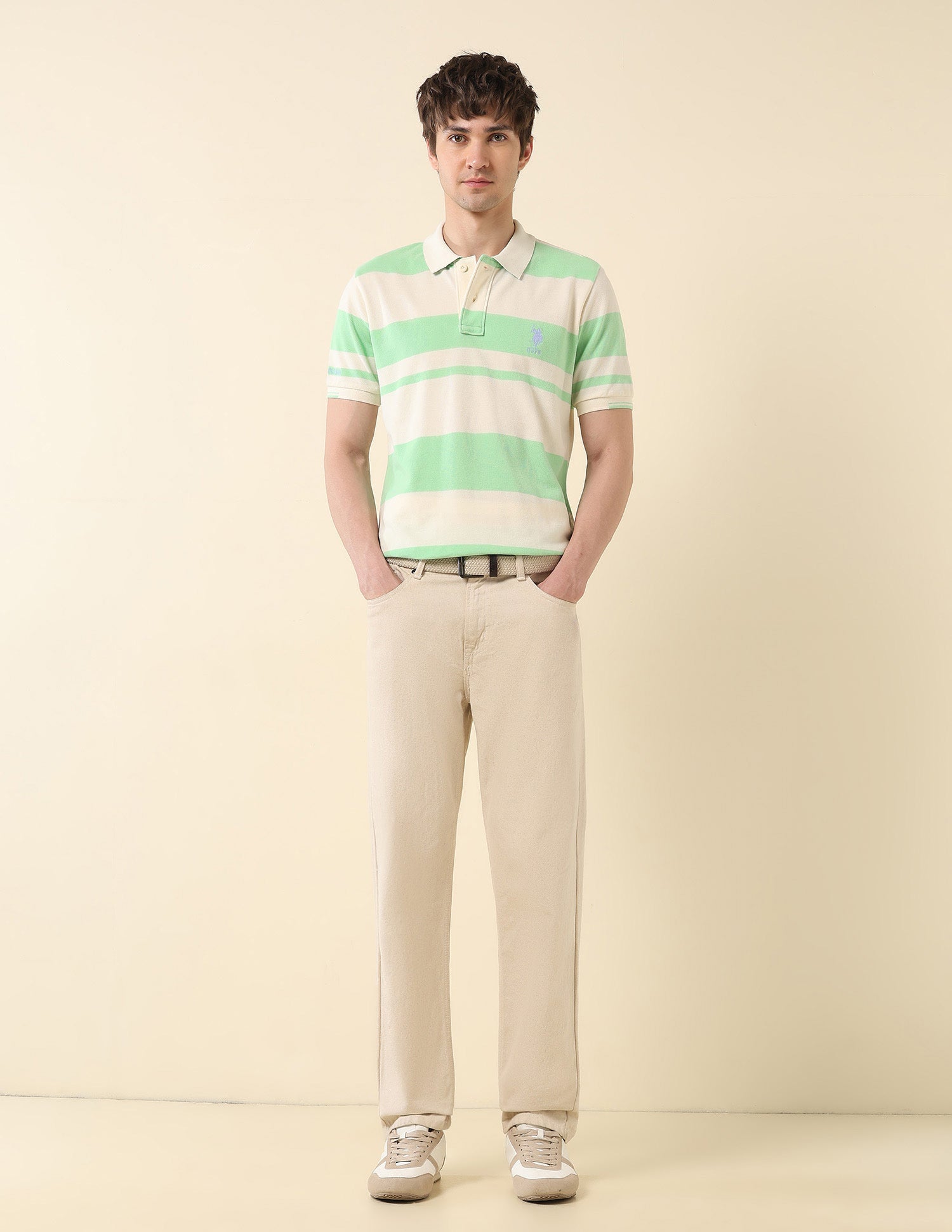 Slim Fit Summer Splash Polo Shirt Light Green - U.S. Polo Assn. India | Large