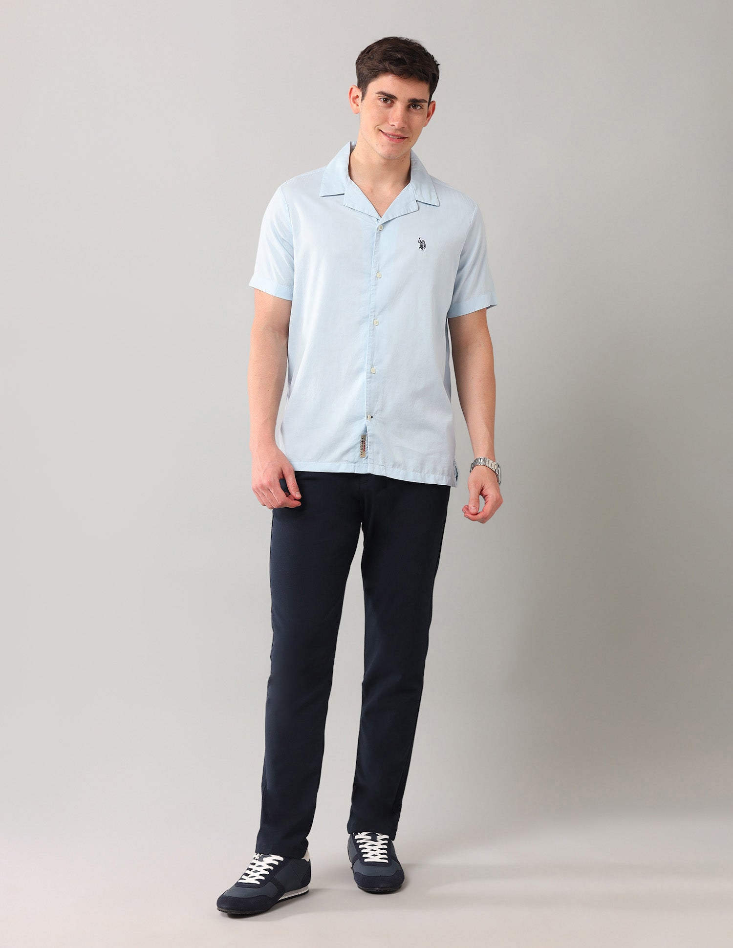 Solid Twill Shirt Light Blue - U.S. POLO ASSN. | Large