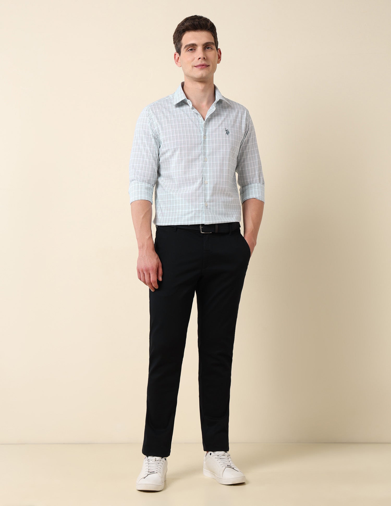 Graph Checked Tailored Fit Shirt Teal - U.S. Polo Assn. India | Large