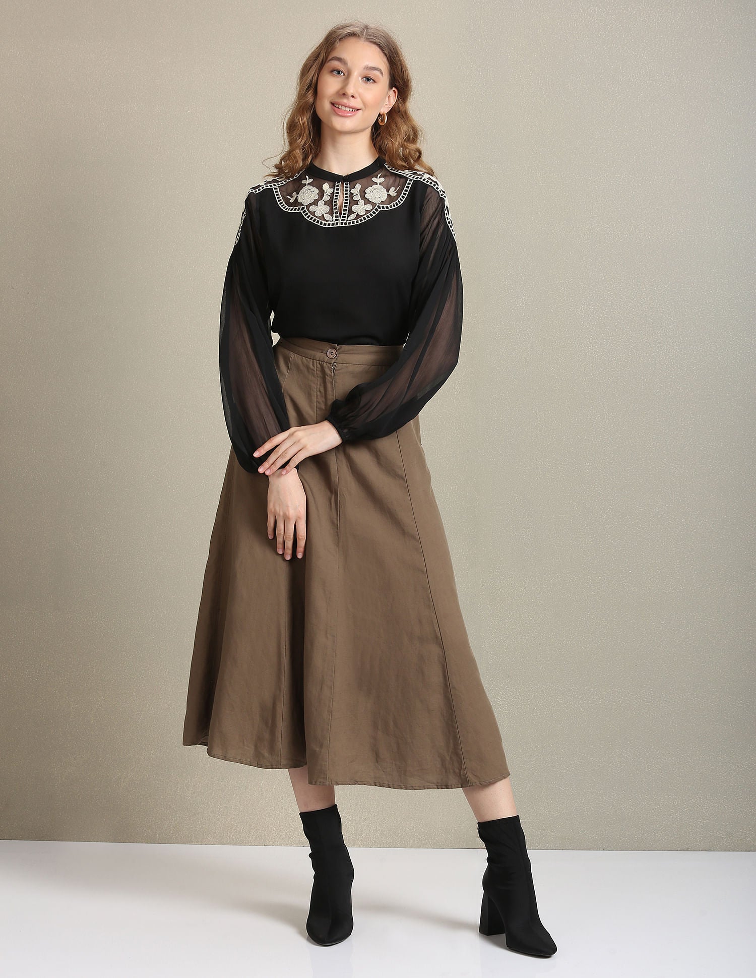 Placement Lace Embroidery Top Black - U.S. POLO ASSN. | Large