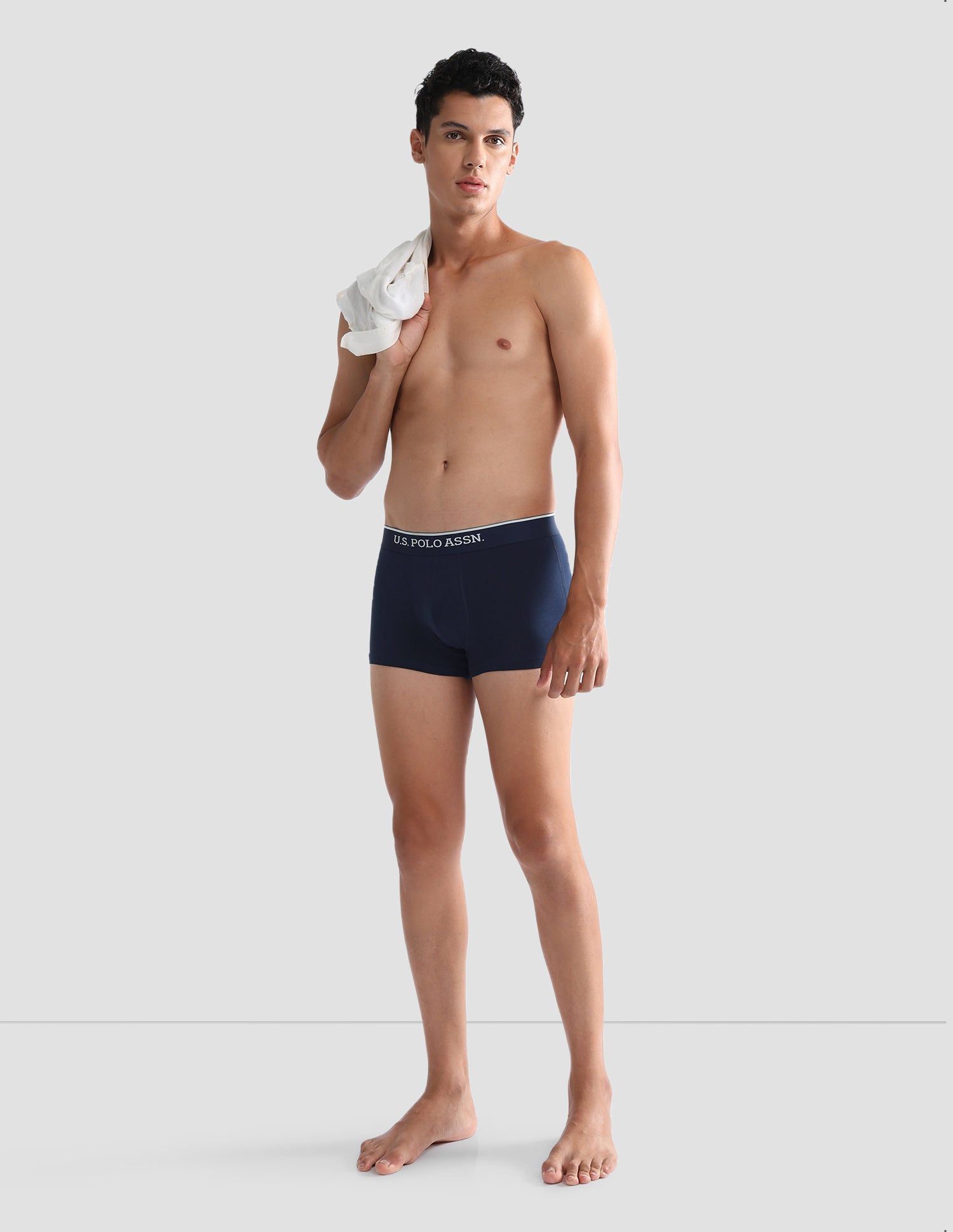 Antibacterial Solid ET004 Trunks - Pack Of 3 Black, Port Royal and Navy - U.S. POLO ASSN. | Large