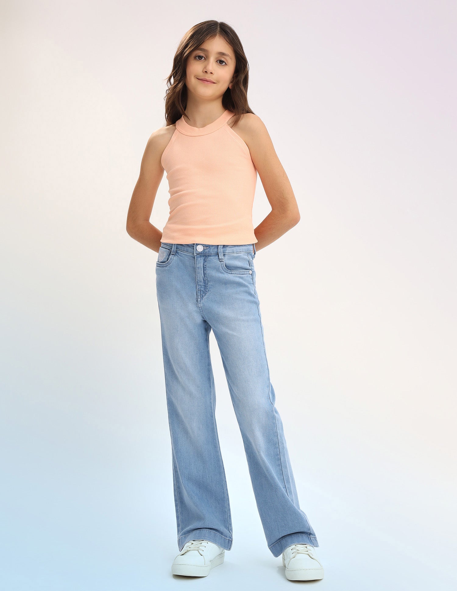 Girls Bootcut Fit Blue Jeans Light Blue - U.S. POLO ASSN. | Large