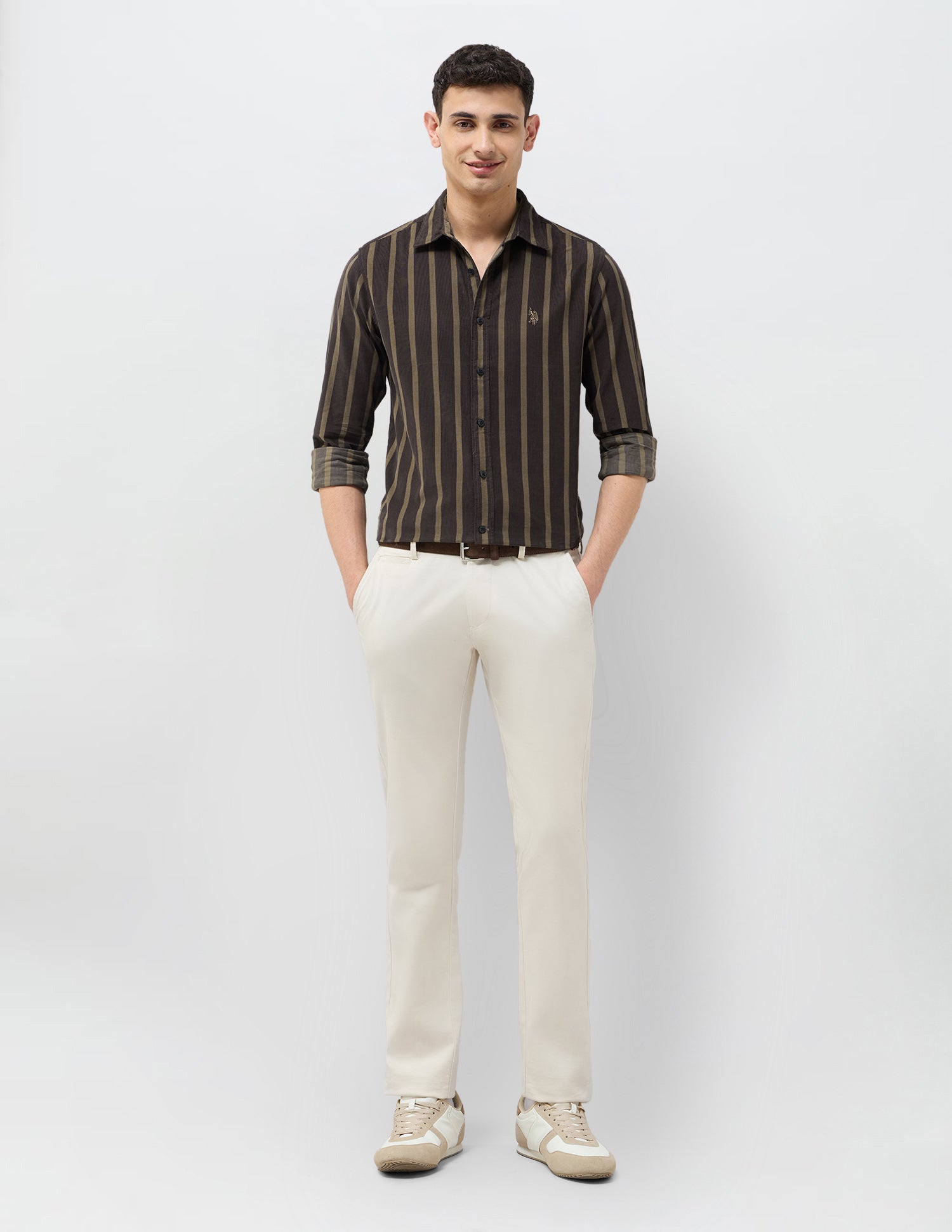 Corduroy Vertical Striped Shirt Choco - U.S. POLO ASSN. | Large