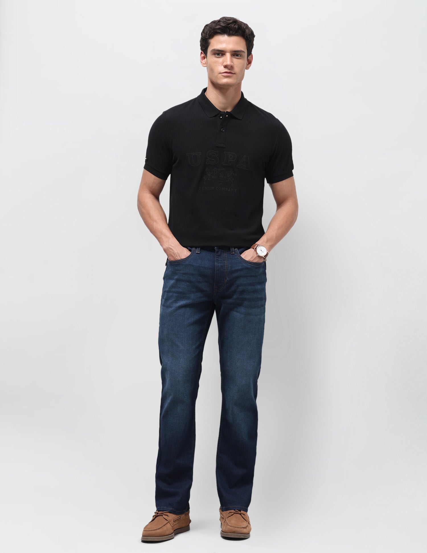 Brand Applique Slim Fit Polo Shirt Black - U.S. Polo Assn. India | Large
