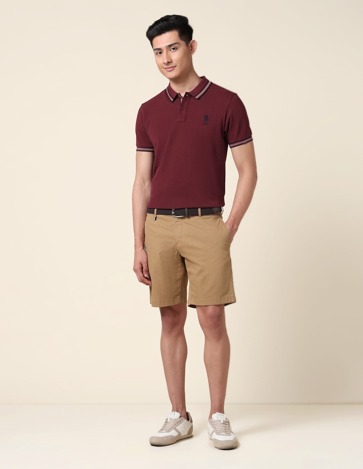 Slim Fit Pure Cotton Polo Shirt Maroon - U.S. Polo Assn. India | Large