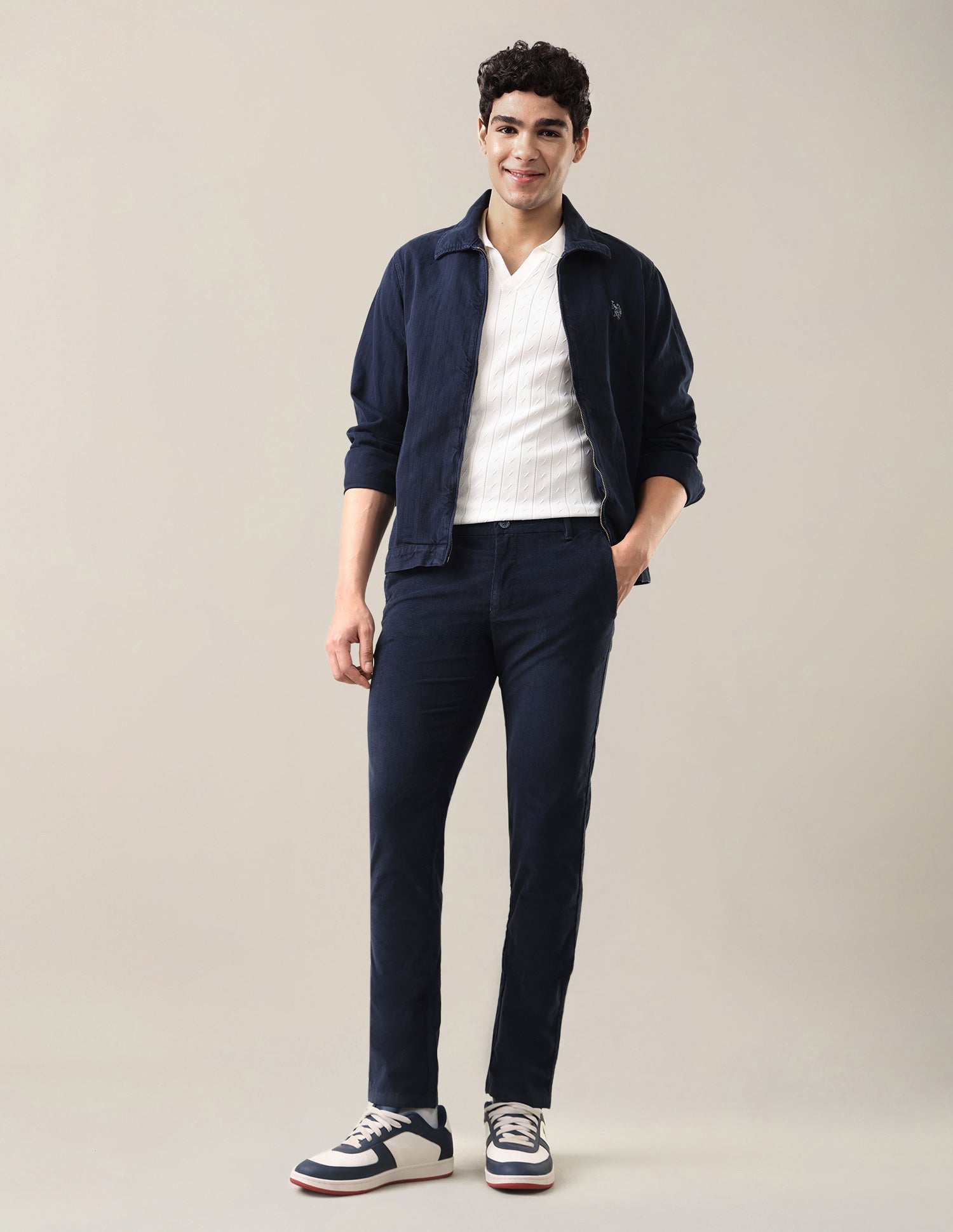 Corduroy Denver Slim Fit Trousers Navy - U.S. Polo Assn. India | Large