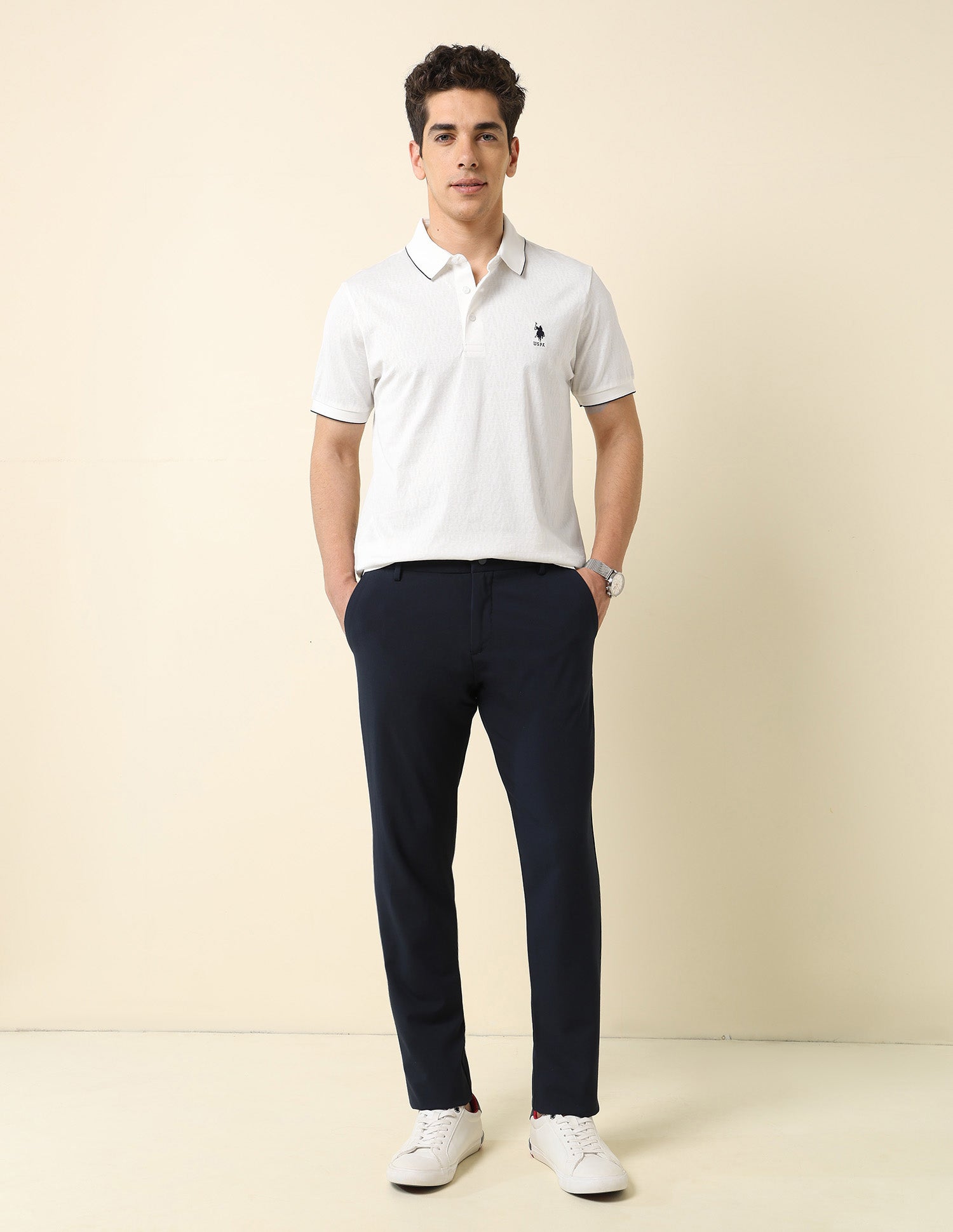 Solid Monochrome Majesty Polo Shirt White - U.S. Polo Assn. India | Large