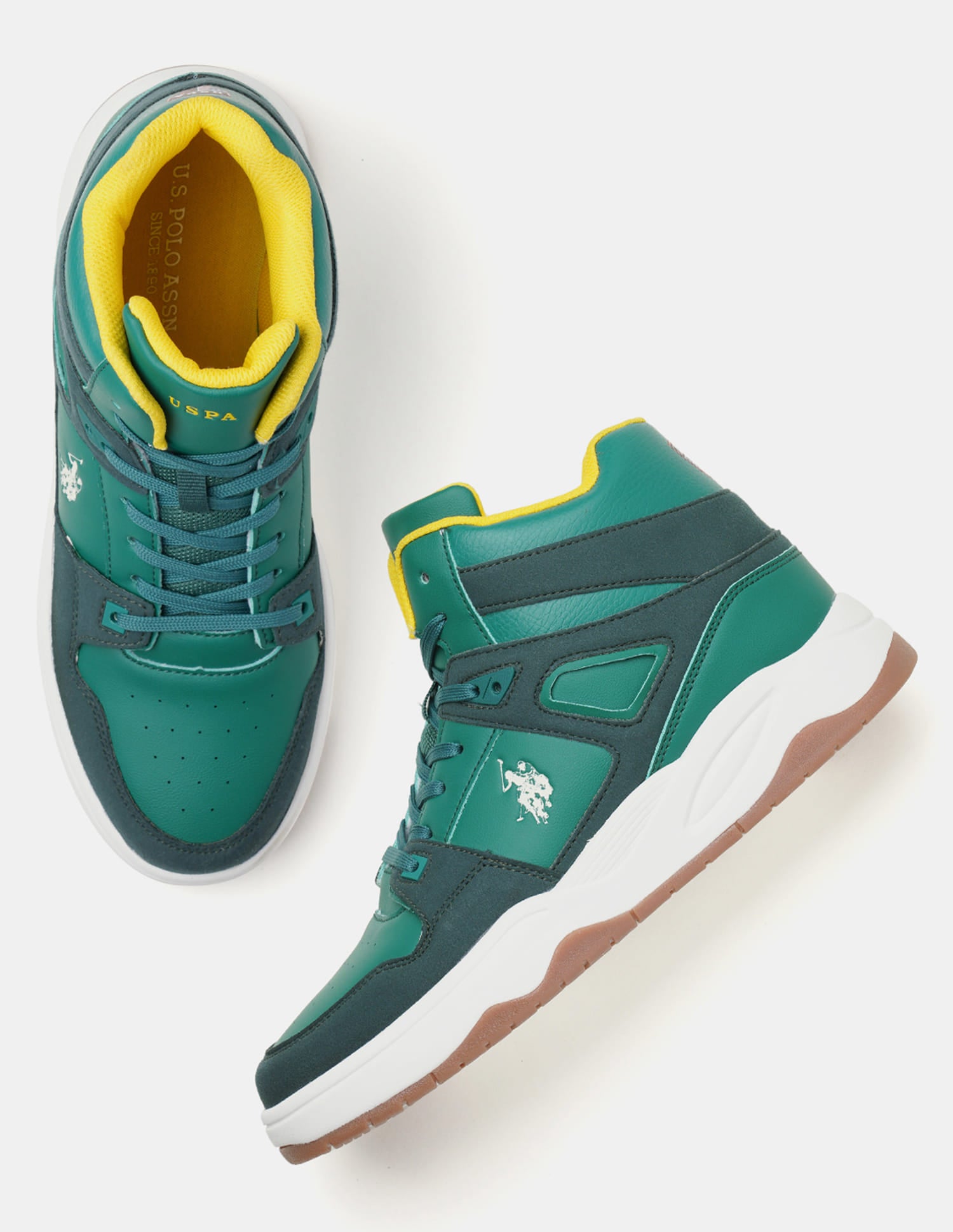 Men Bruce Mid Top Sneakers Green - U.S. Polo Assn. India | Large