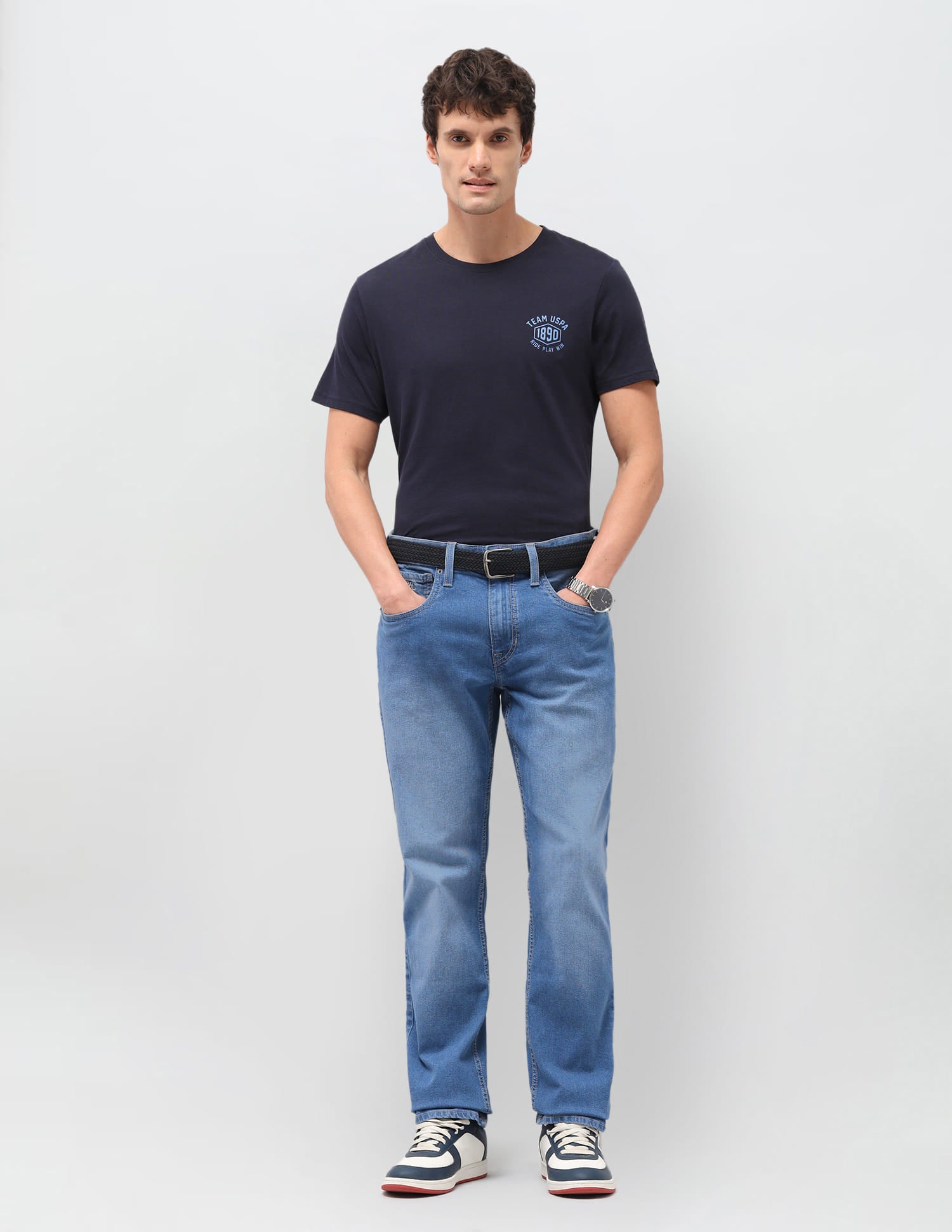Solid Straight Fit Jeans Blue - U.S. Polo Assn. India | Large