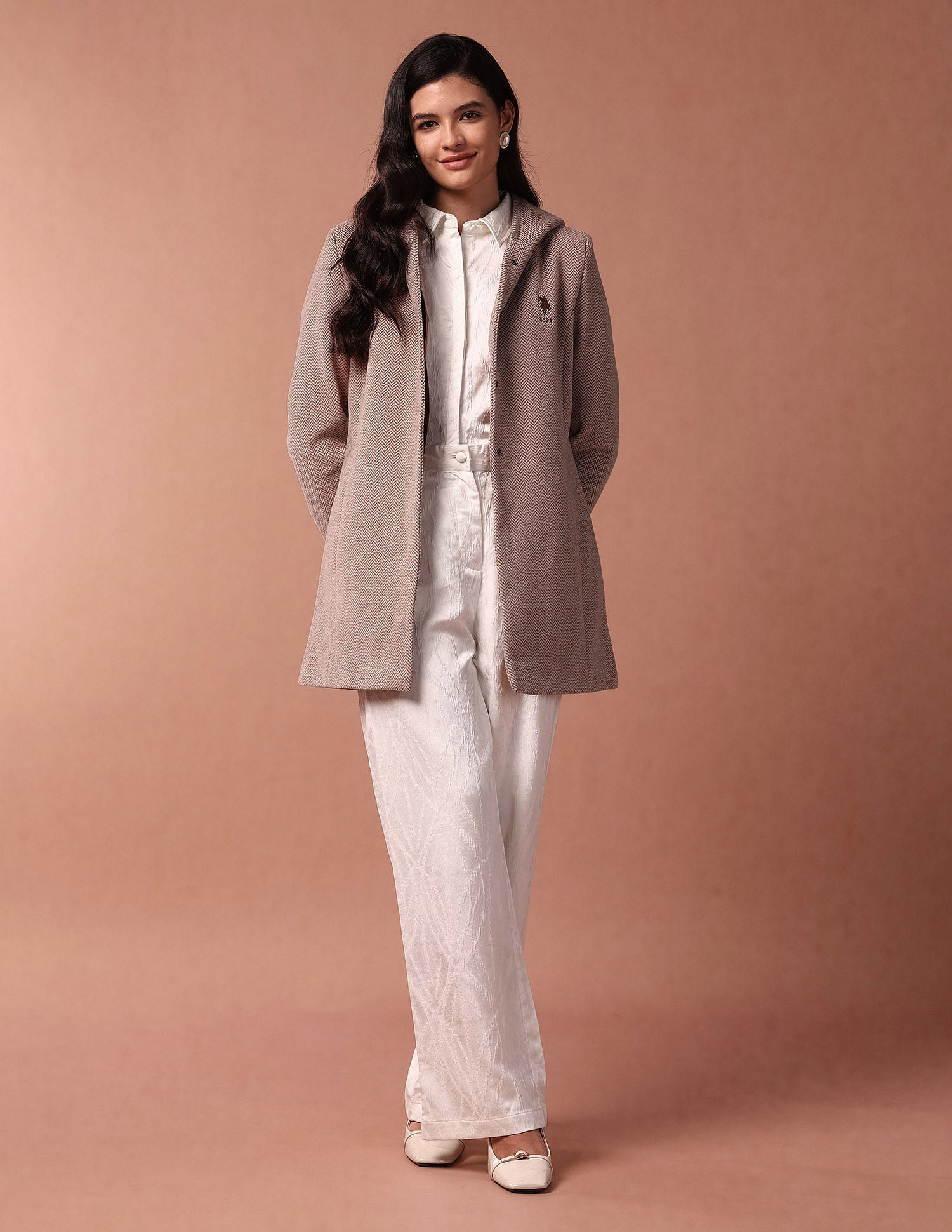 Herringbone Hooded Jacket Brown - U.S. POLO ASSN. | Large