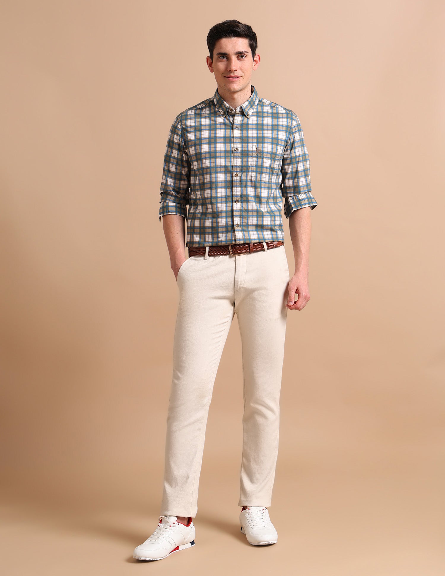 Tartan Button Down Shirt Khaki - U.S. POLO ASSN. | Large