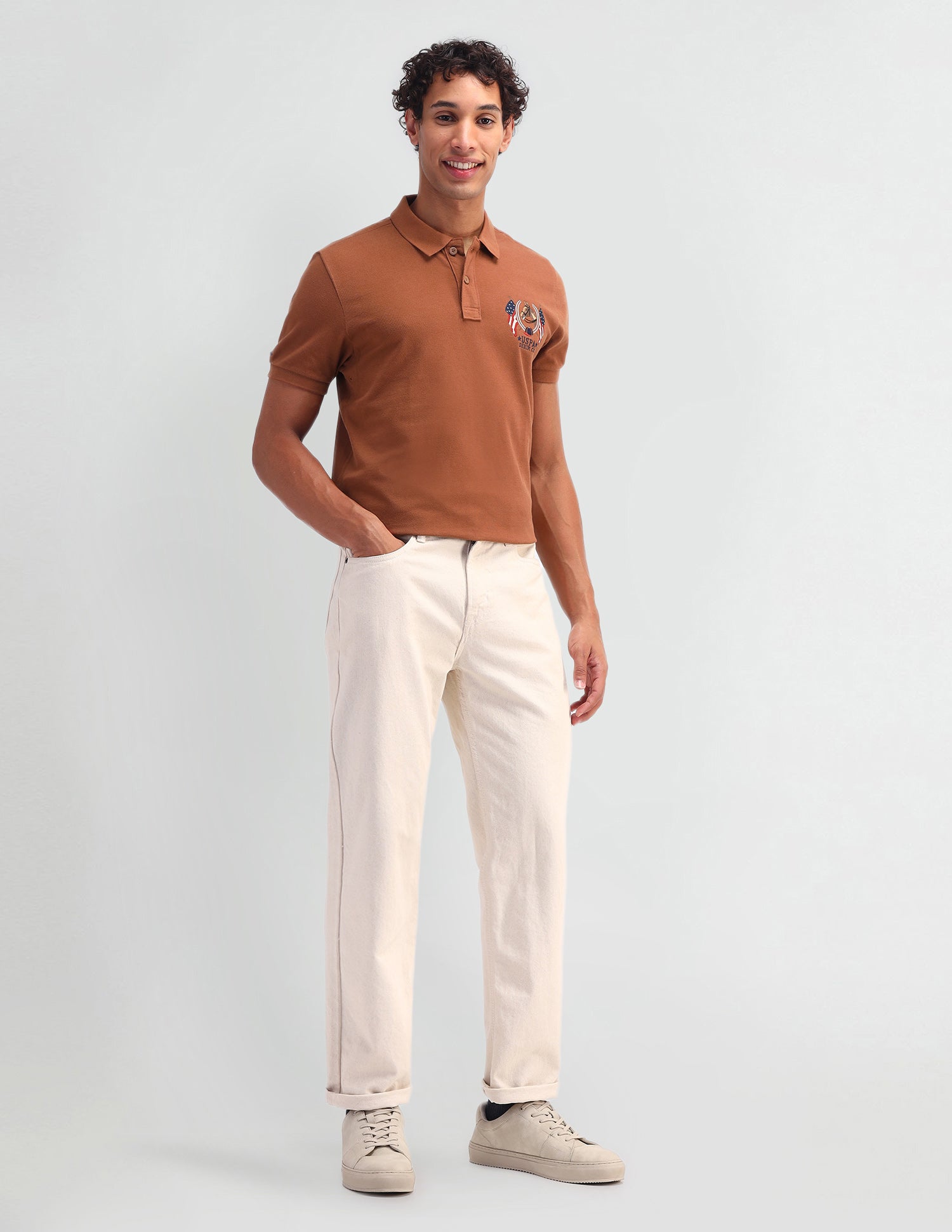 Brand Printed Pattern Muscle Fit Polo Shirt Autumn Leaf - U.S. Polo Assn. India | Large