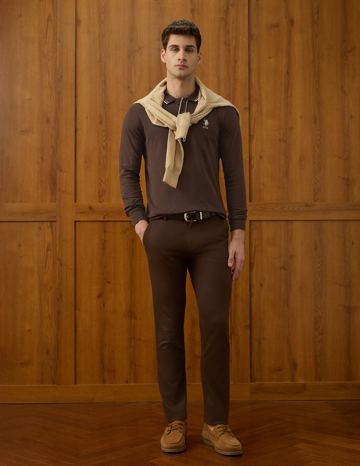 Solid Equestrian Aisle Theater Polo Shirt Dark Brown - U.S. POLO ASSN. | Large