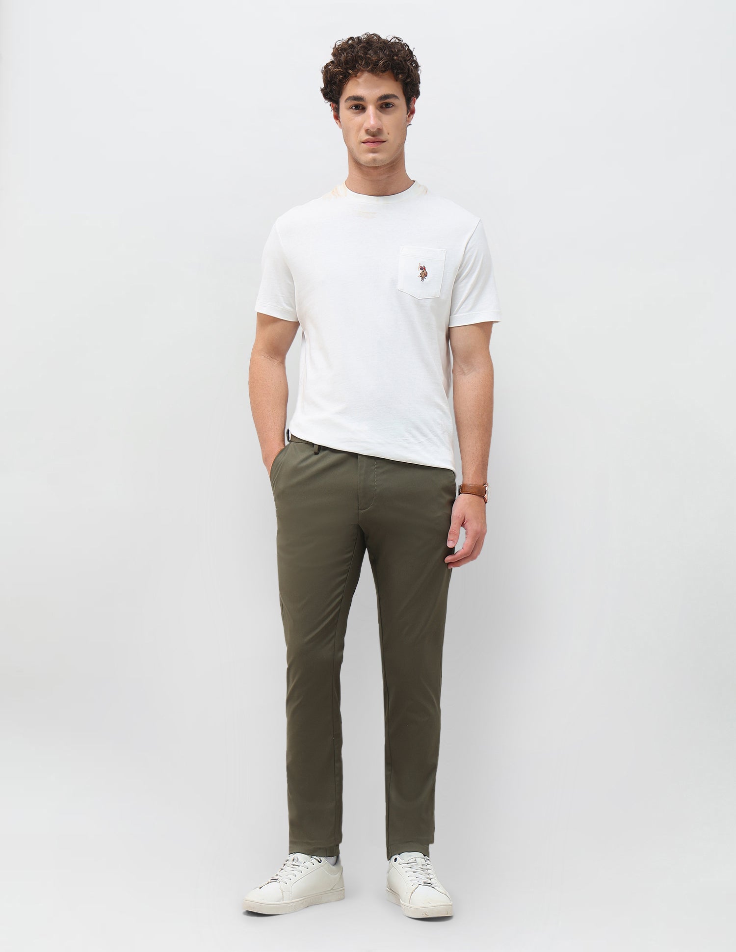 Twill Denver Slim Fit Trousers Olive - U.S. Polo Assn. India | Large