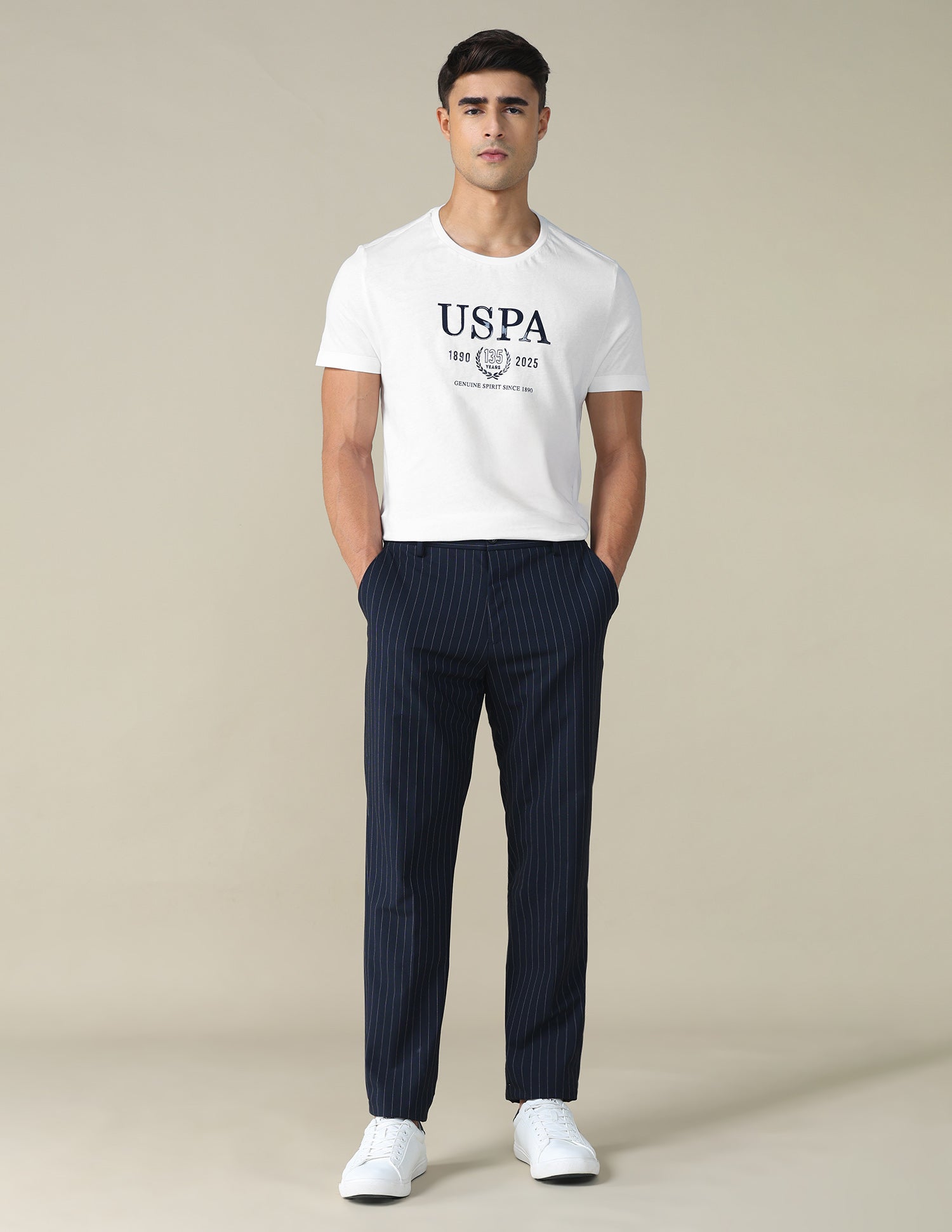 Brand Printed Regular Fit T-shirt Ivory - U.S. POLO ASSN. | Large