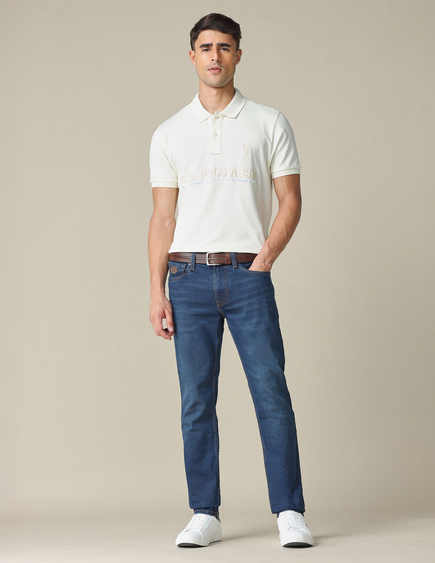 Brandon Slim Tapered Fit Mid Rise Jeans Indigo - U.S. POLO ASSN. | Large