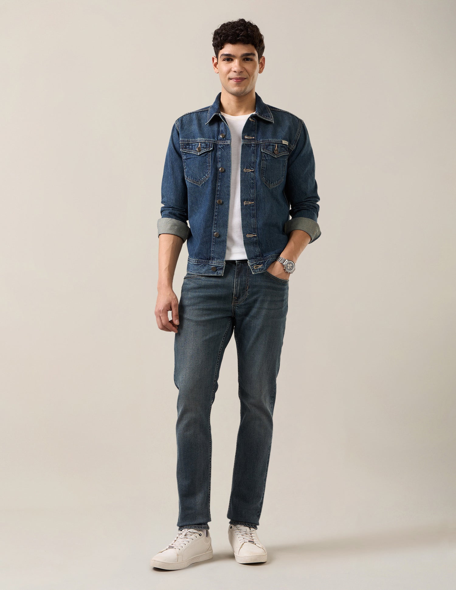 Solid Regular Fit Denim Jacket Dark Blue - U.S. Polo Assn. India | Large