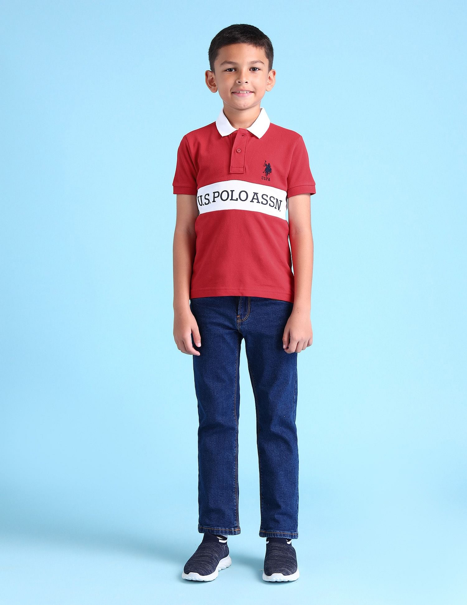 Boys Brand Printed Polo Shirt Medium Red - U.S. POLO ASSN. | Large