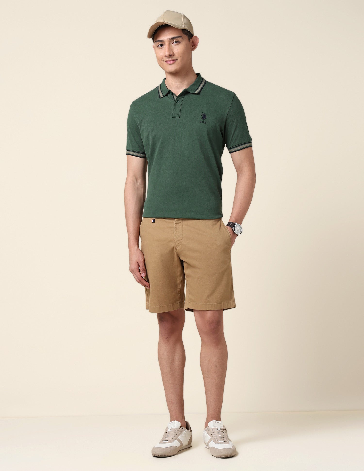 Slim Fit Pure Cotton Polo Shirt Dark Green - U.S. Polo Assn. India | Large