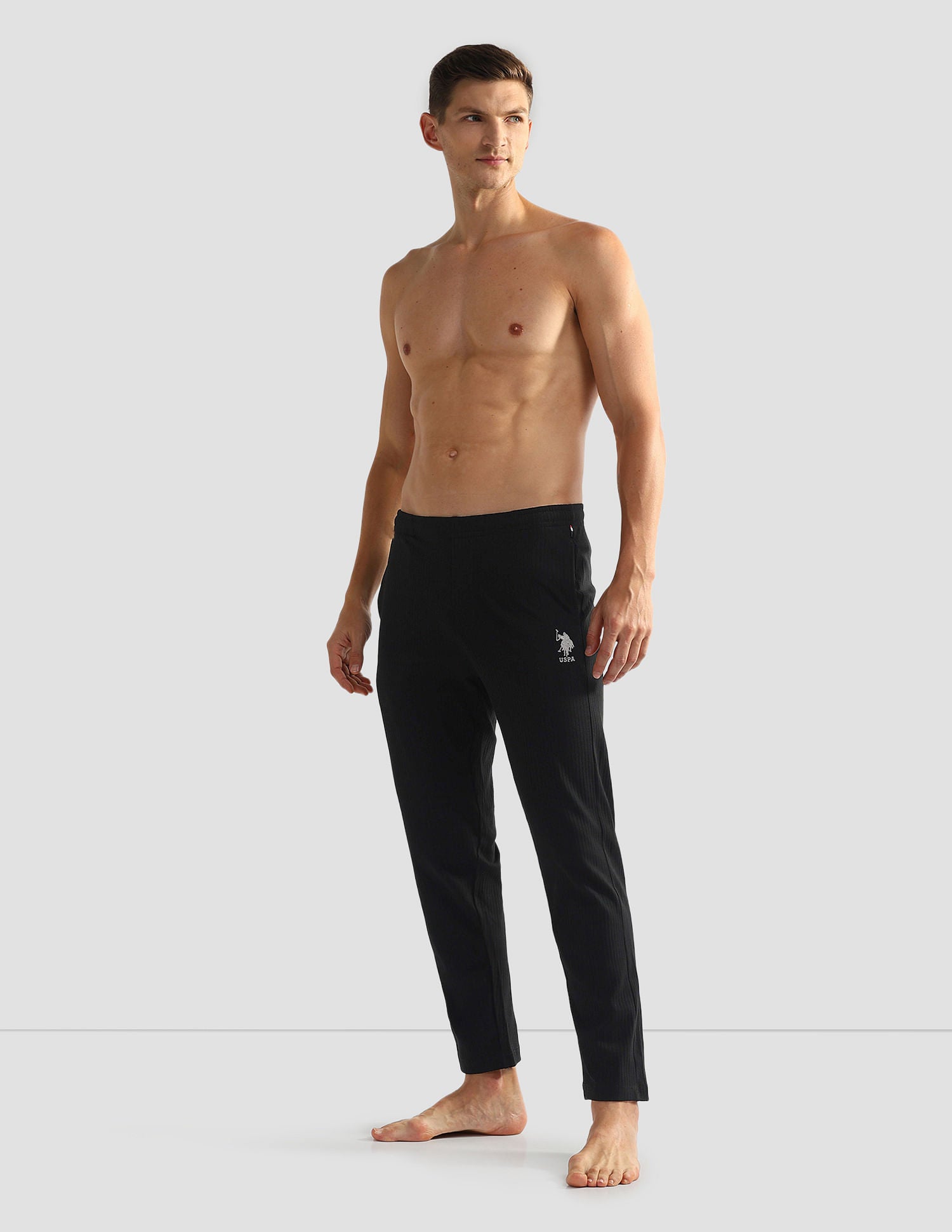 All Over Stripe OELP4 Lounge Track Pants - Pack Of 1 Black - U.S. POLO ASSN. | Large