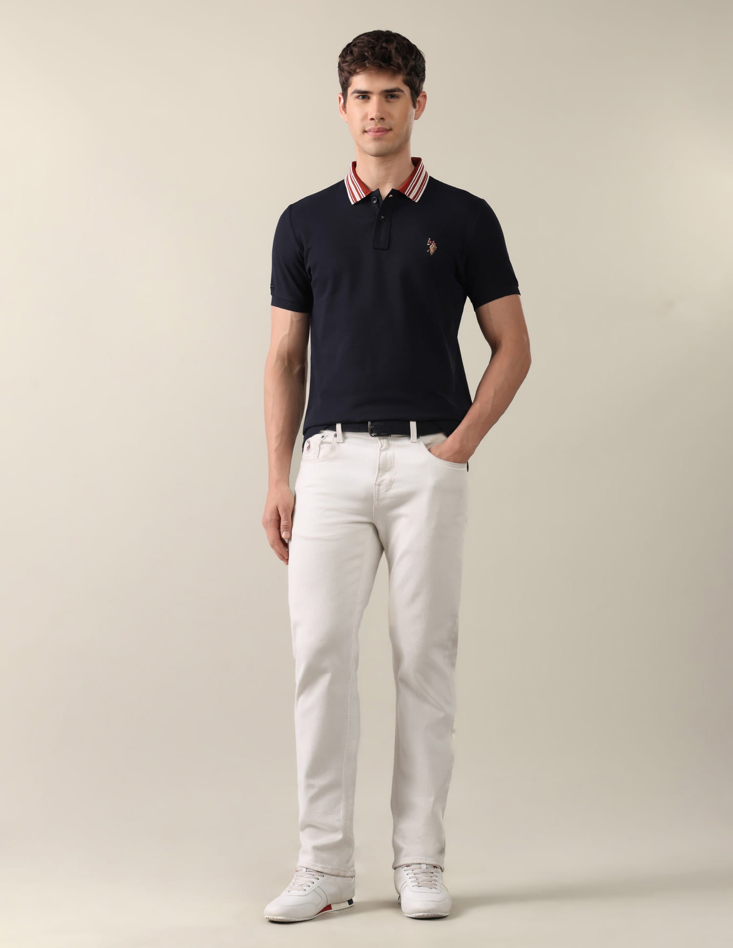 Solid Slim Fit Polo Shirt Blue - U.S. Polo Assn. India | Large