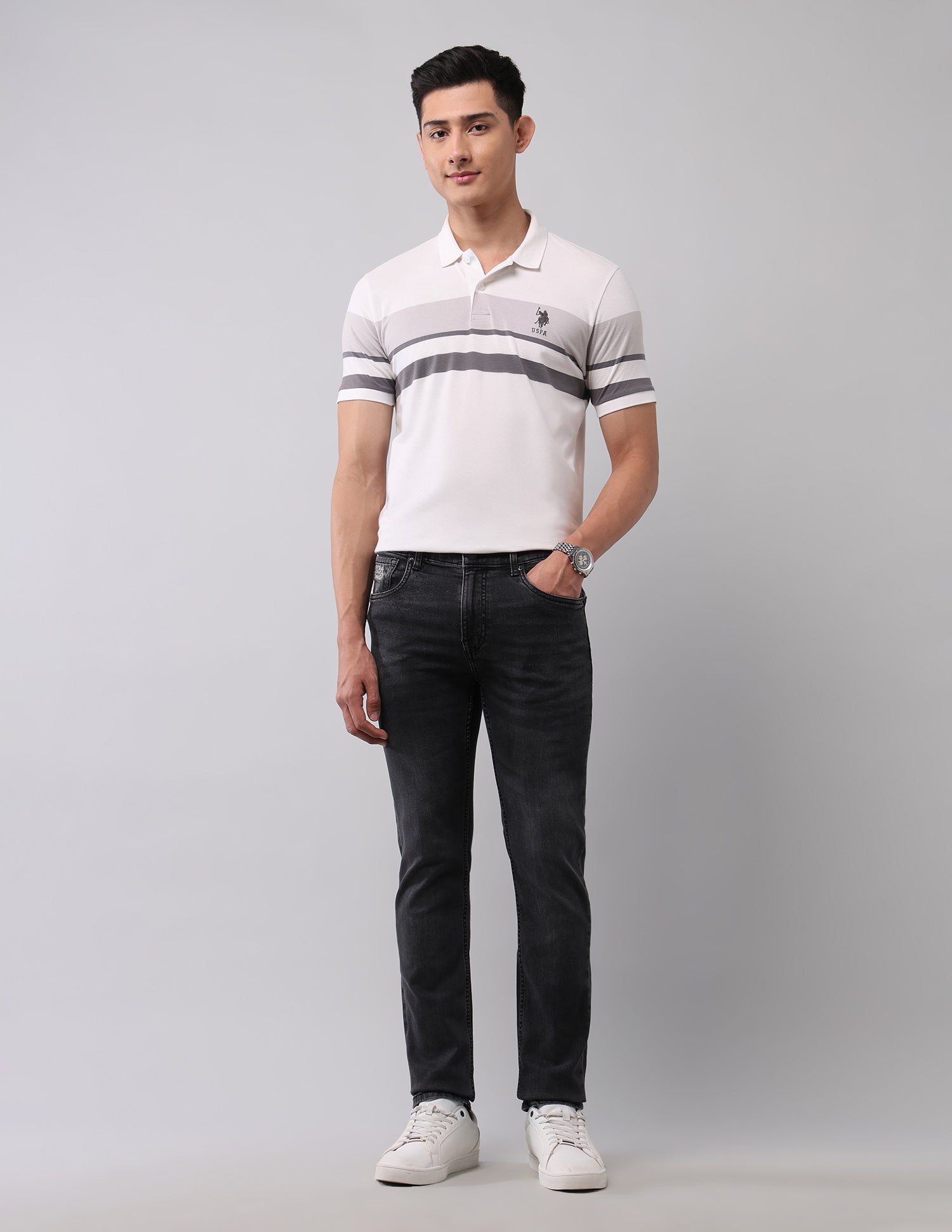 Regallo Skinny Fit Black Jeans Black - U.S. Polo Assn. India | Large